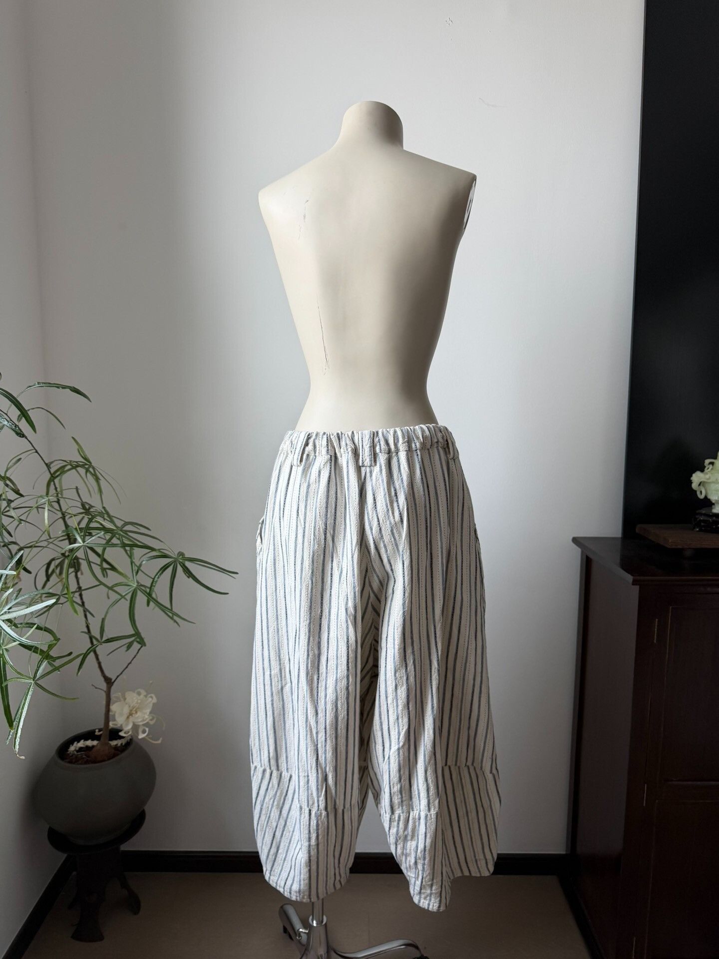 Mou Moyuru Striped Cuffed Lantern Pants Size 32" / US 10 / IT 46 - 5 Thumbnail