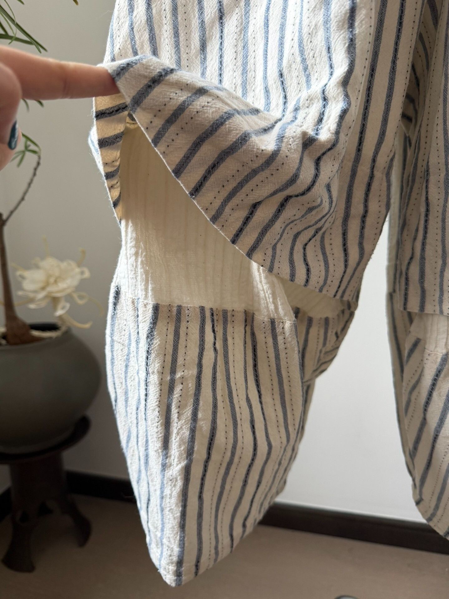 Mou Moyuru Striped Cuffed Lantern Pants Size 32" / US 10 / IT 46 - 6 Thumbnail