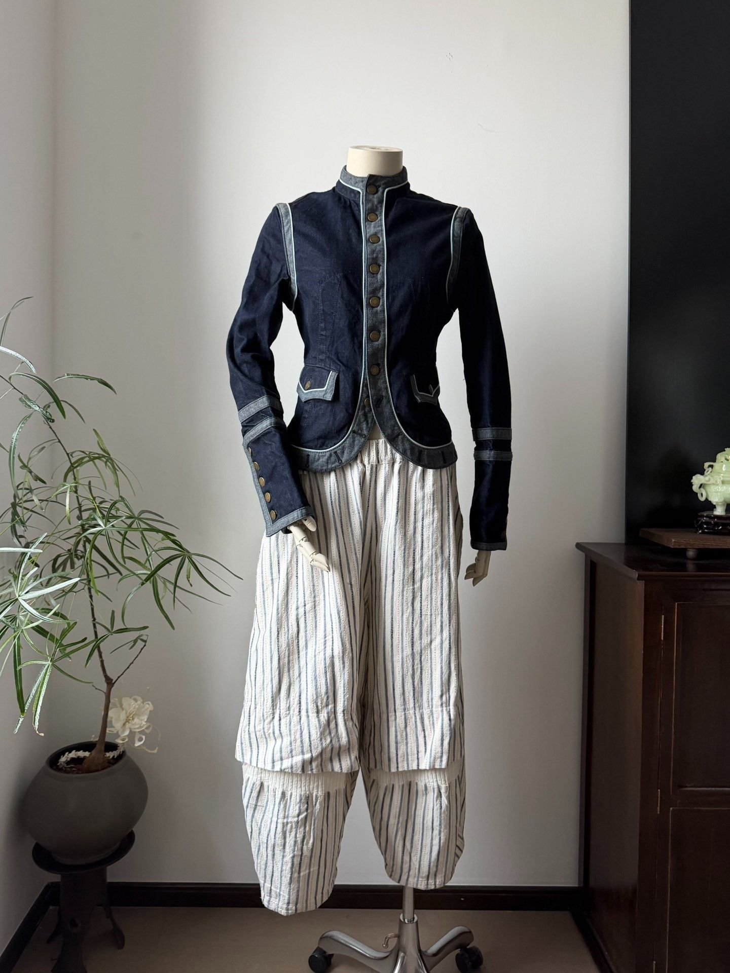 Mou Moyuru Striped Cuffed Lantern Pants Size 32" / US 10 / IT 46 - 8 Thumbnail