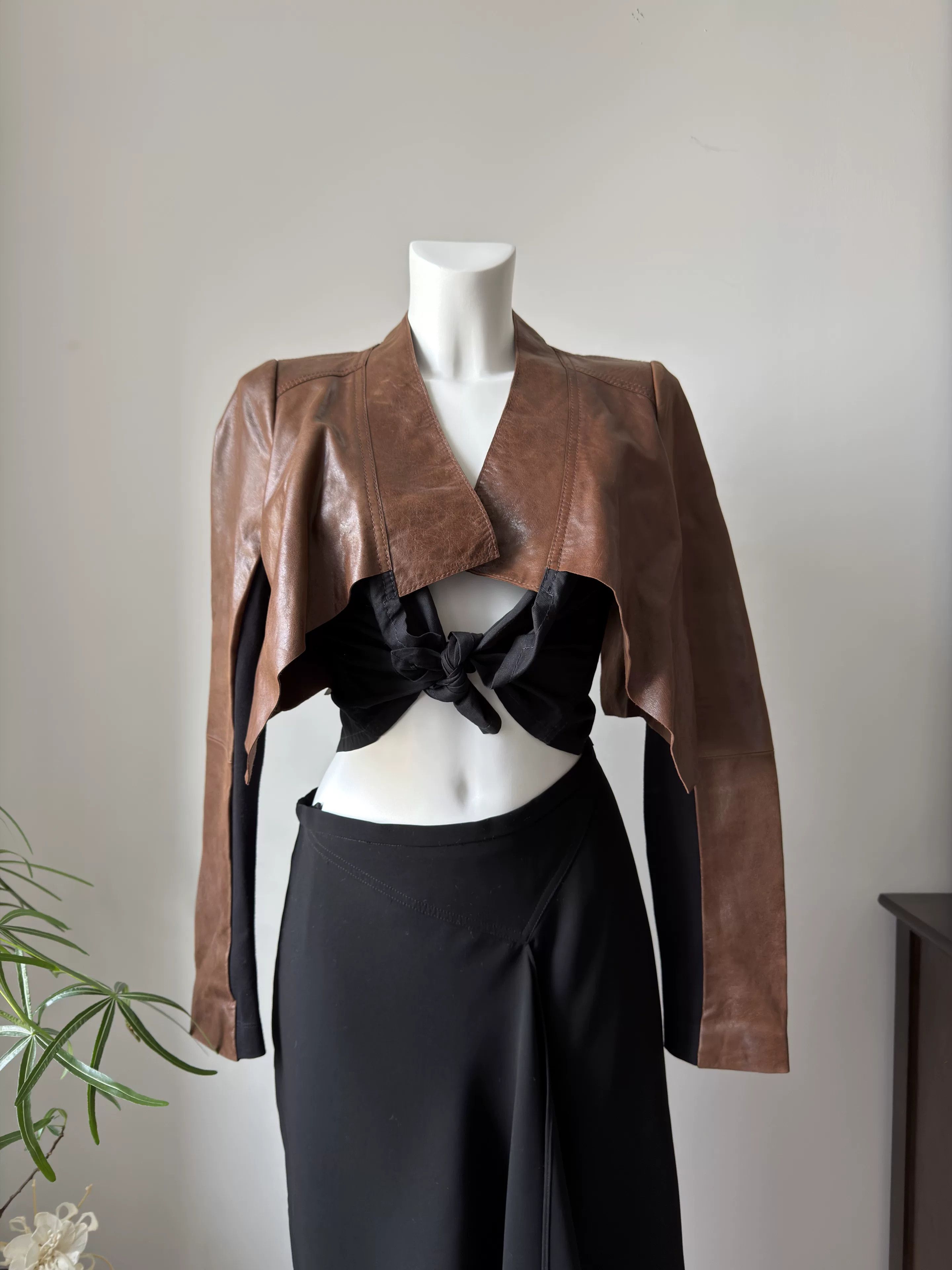 Bcbgmaxazria BCBG Brown Lambskin Spliced Jacket Size S / US 4 / IT 40 - 3 Thumbnail