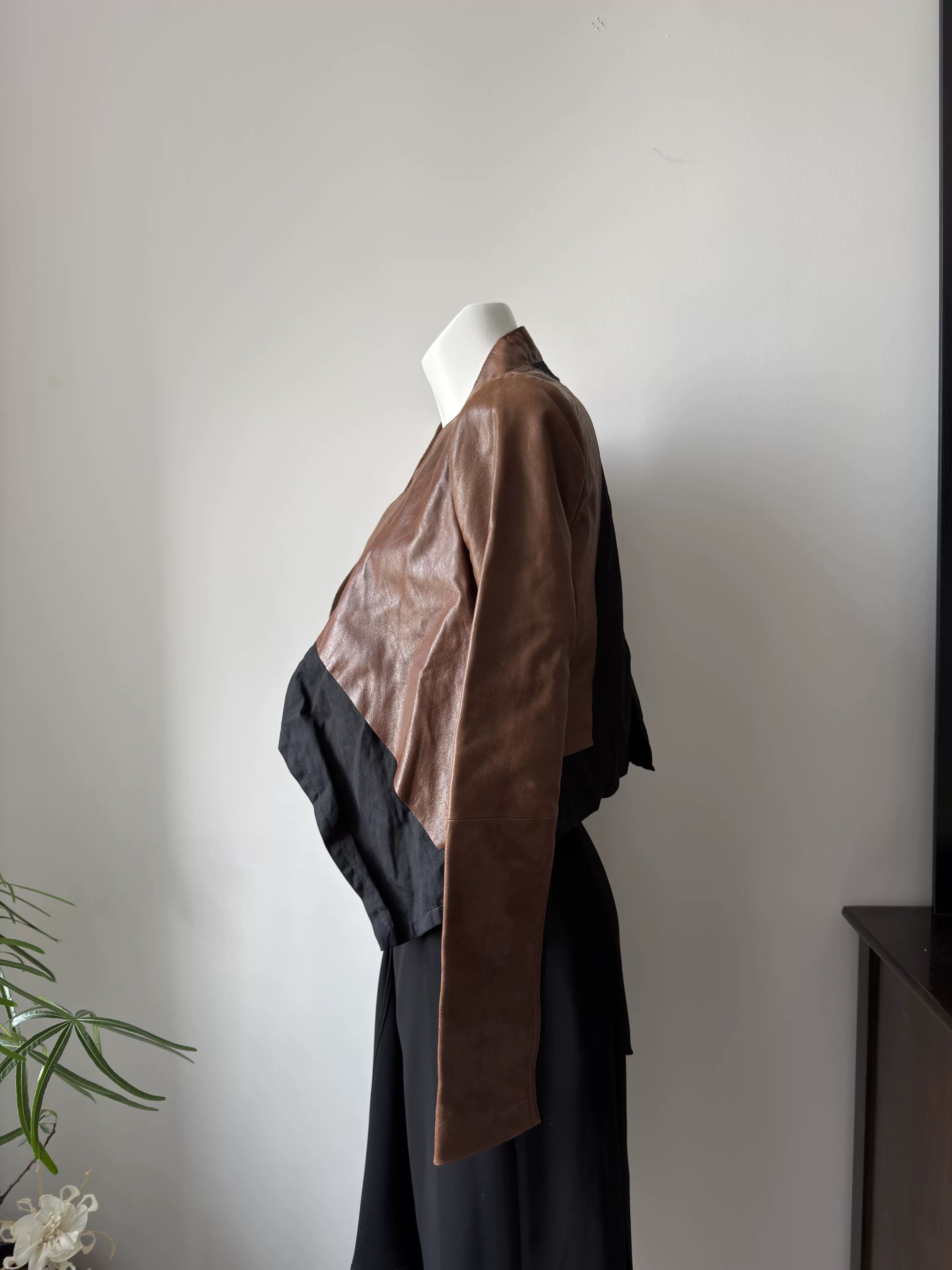 Bcbgmaxazria BCBG Brown Lambskin Spliced Jacket Size S / US 4 / IT 40 - 6 Thumbnail