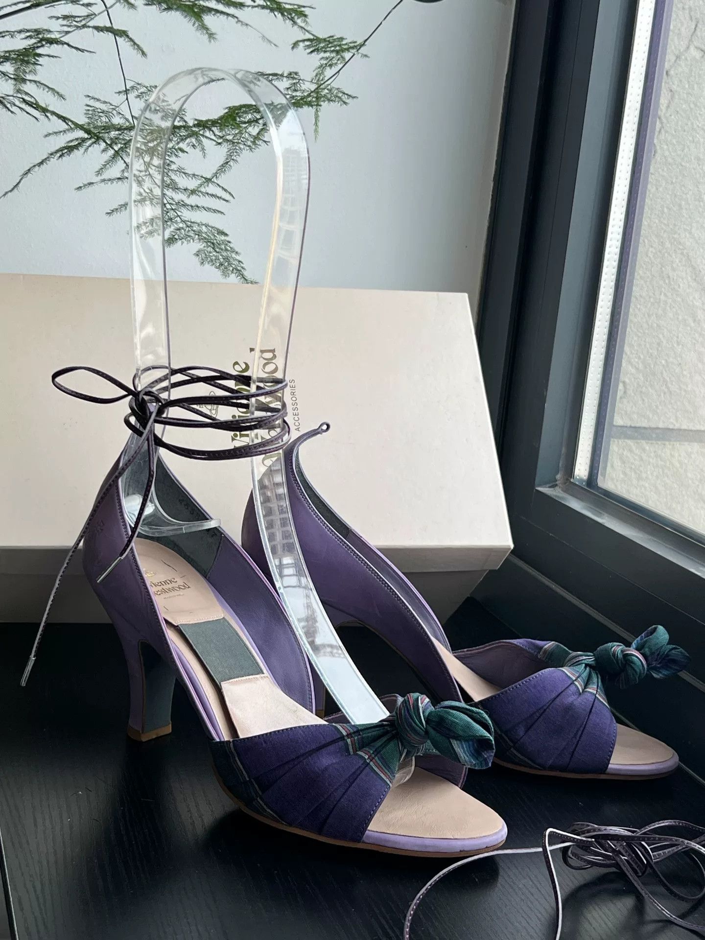 Vivienne Westwood Vivienne Westwood Checkered Strappy Lavender Heels Size US 6 / IT 36 - 6 Thumbnail
