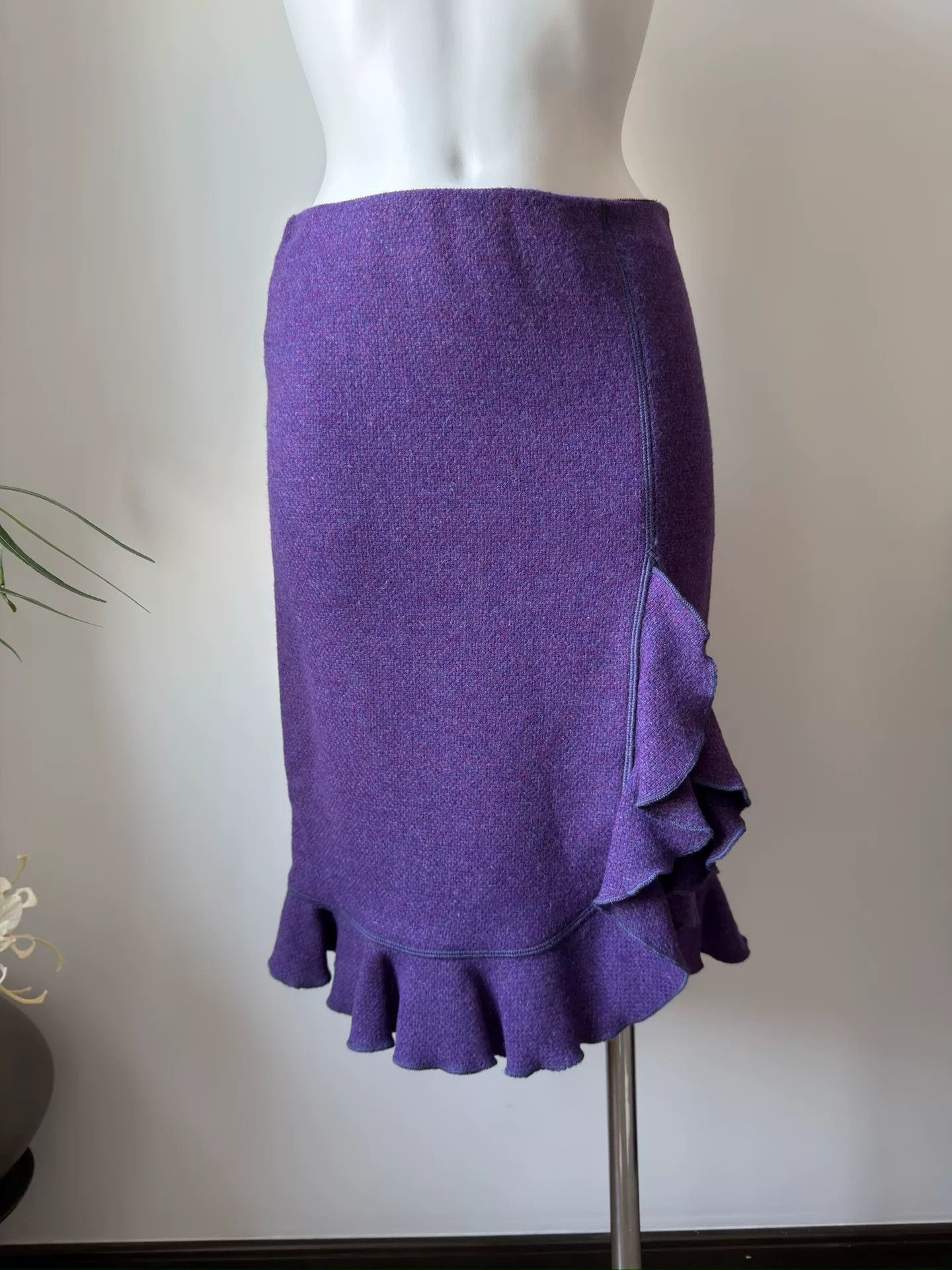 Moschino MOSCHINO Purple Knitted Ruffle Bodycon Skirt Size 38" / US 16 / IT 52 - 3 Thumbnail