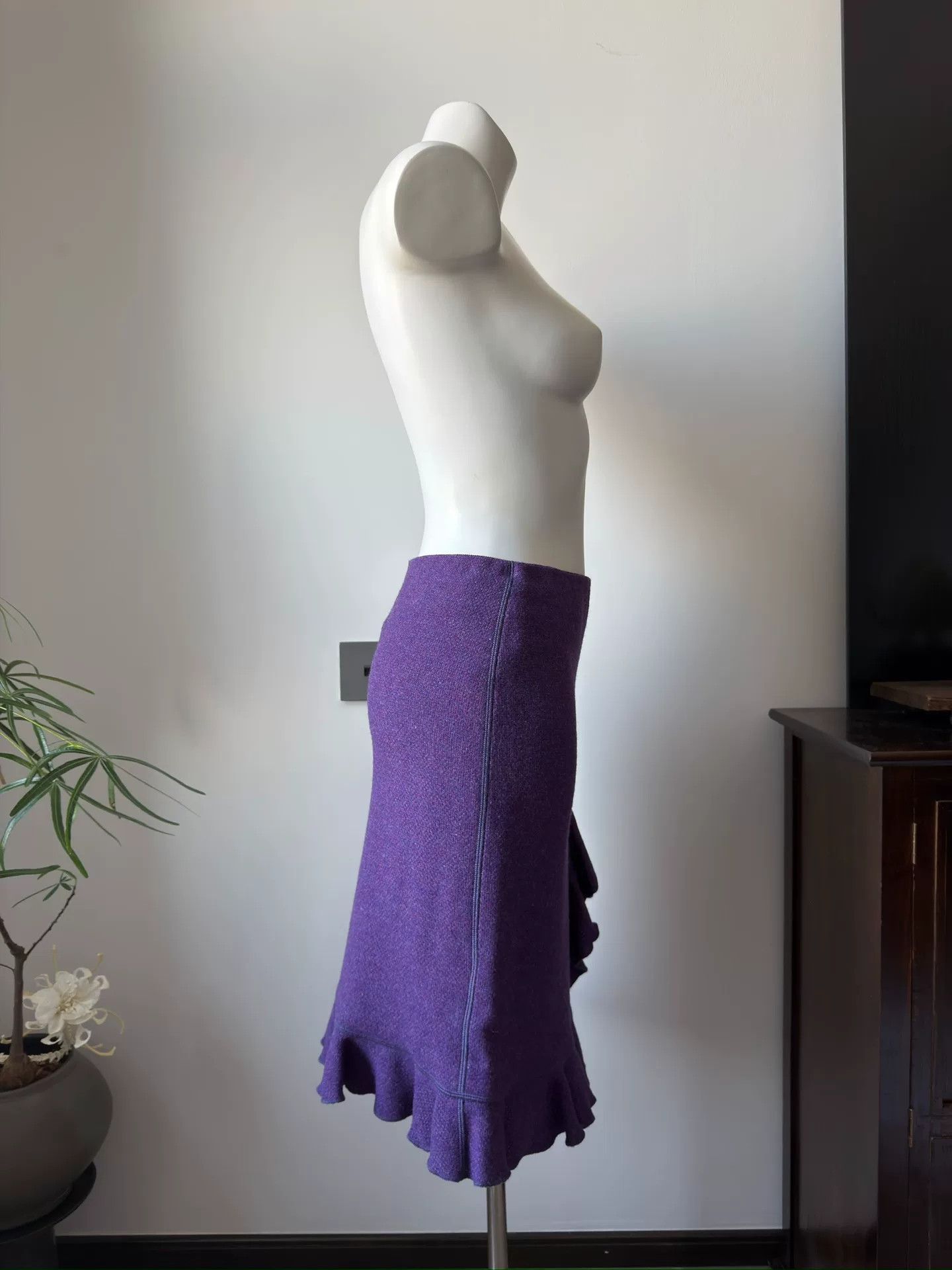 Moschino MOSCHINO Purple Knitted Ruffle Bodycon Skirt Size 38" / US 16 / IT 52 - 2 Thumbnail