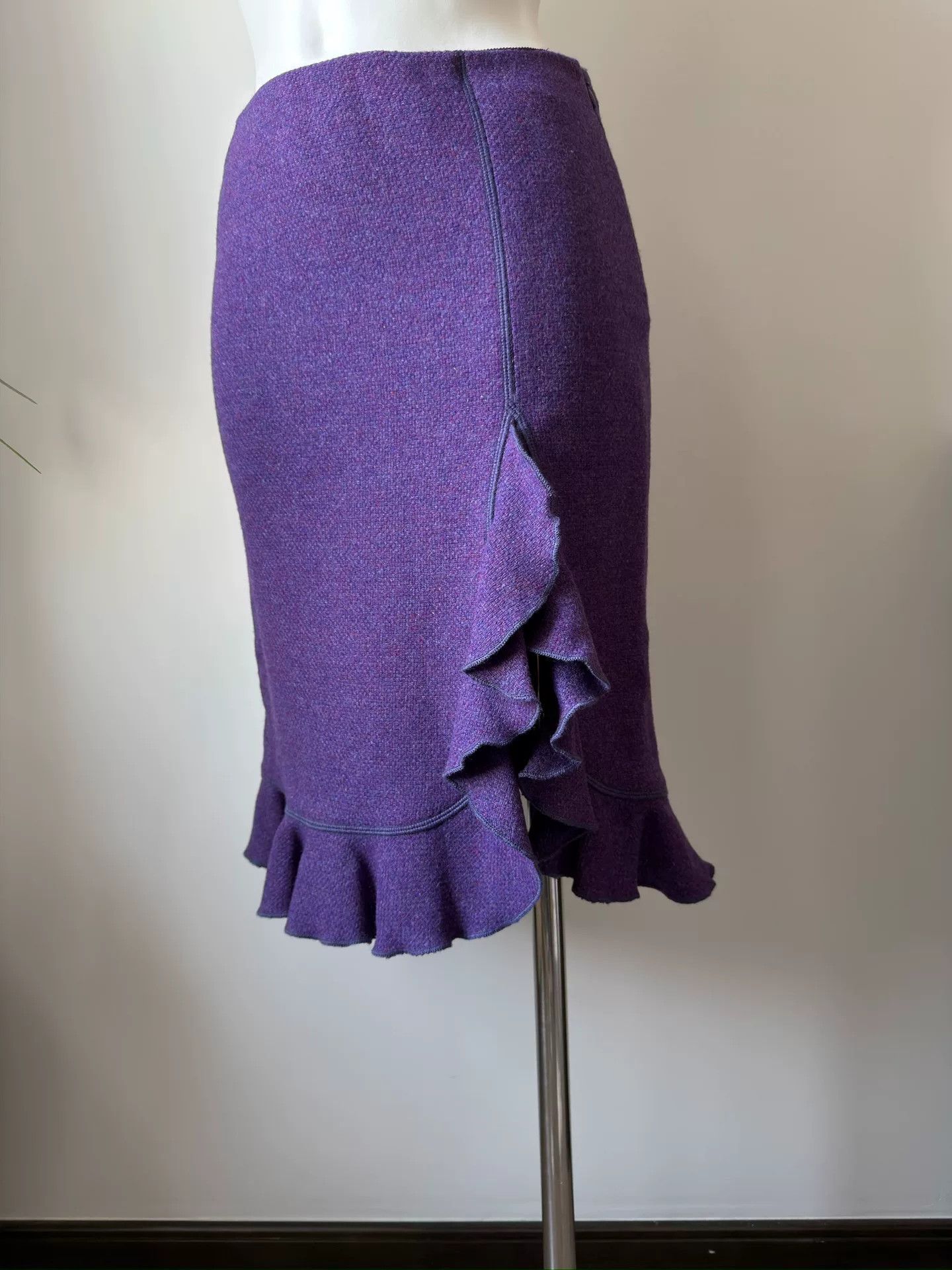 Moschino MOSCHINO Purple Knitted Ruffle Bodycon Skirt Size 38" / US 16 / IT 52 - 4 Thumbnail