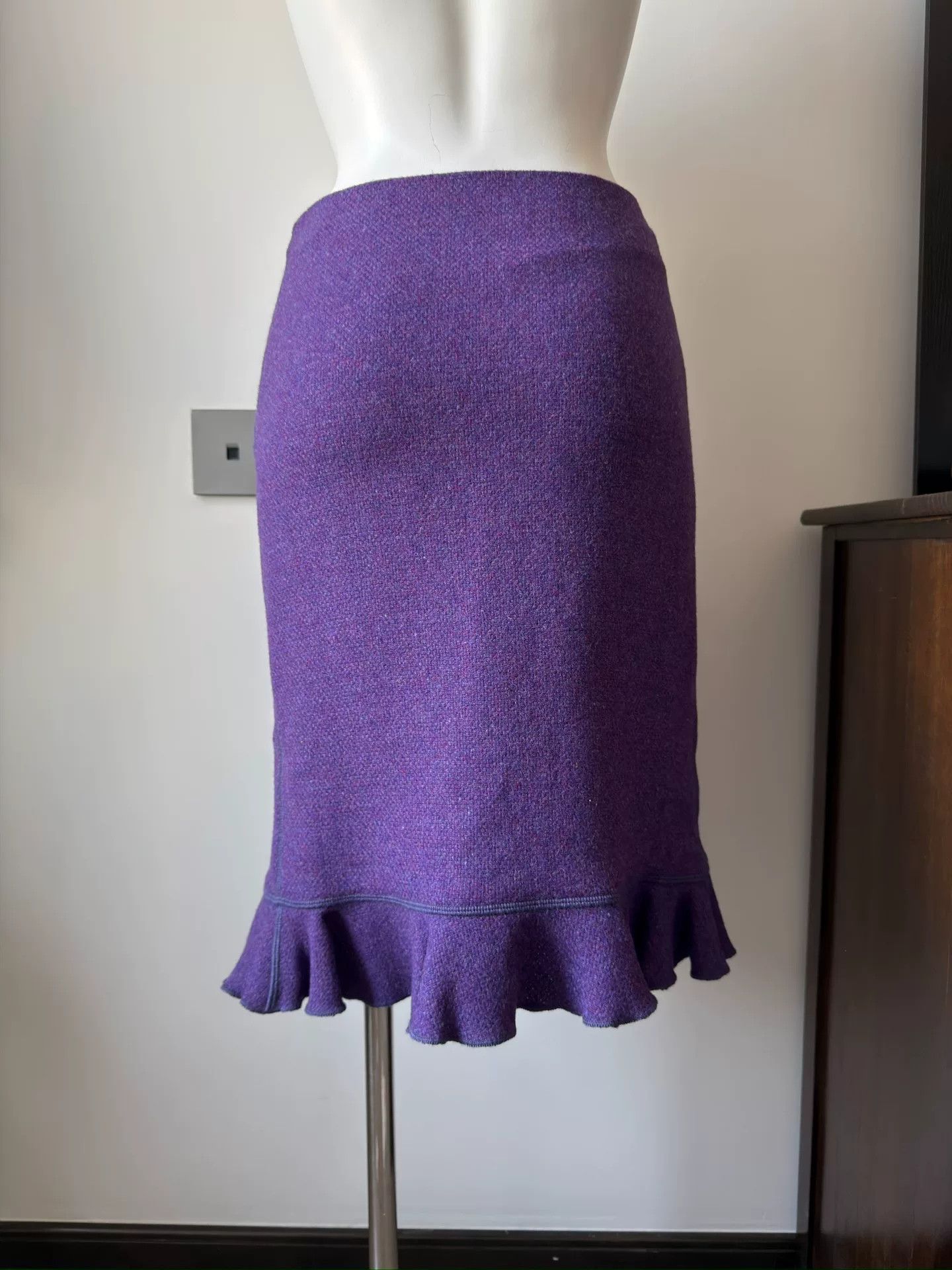Moschino MOSCHINO Purple Knitted Ruffle Bodycon Skirt Size 38" / US 16 / IT 52 - 5 Thumbnail