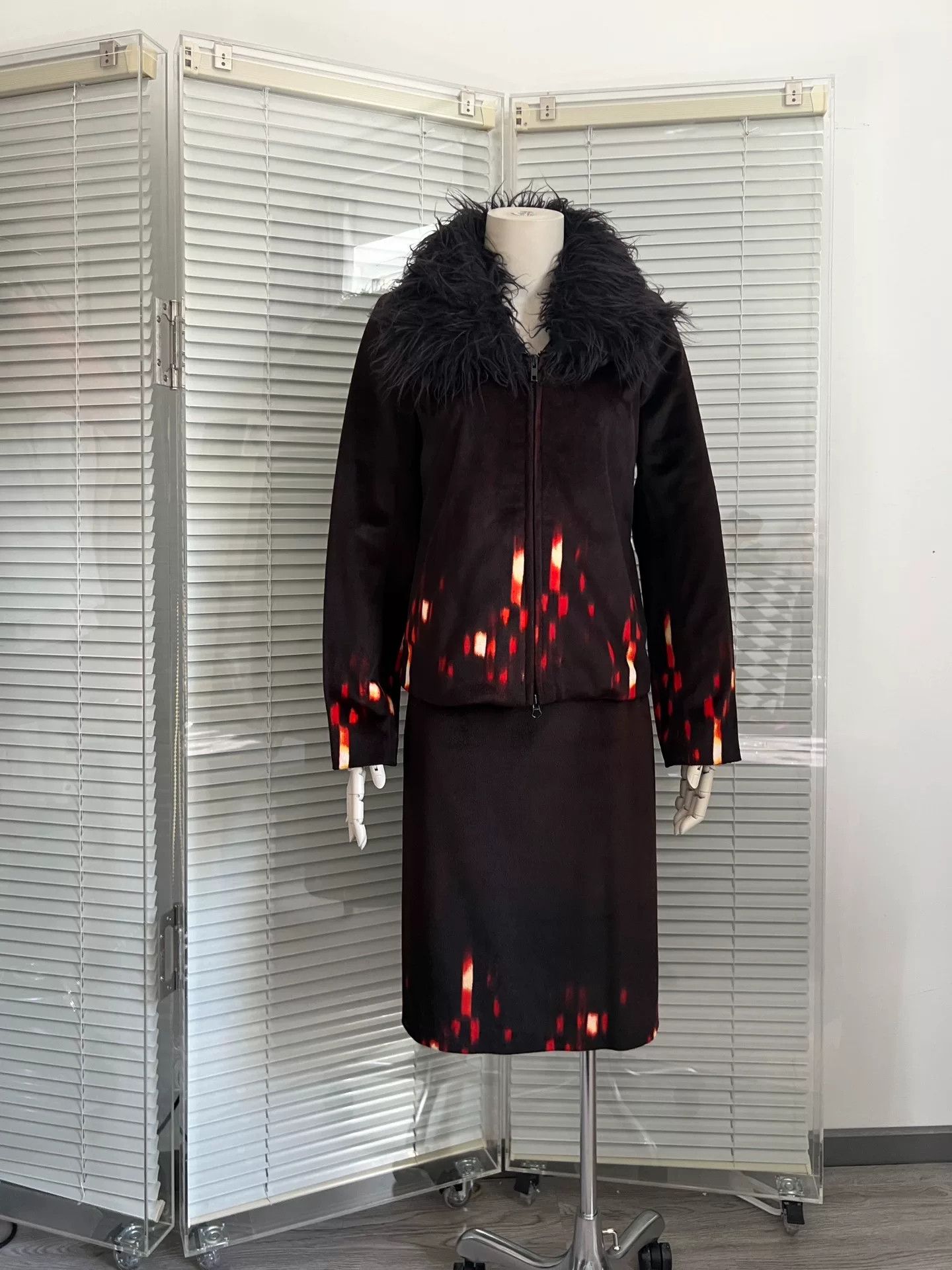 Vivienne Tam VIVIENNETAM Black Fur Collar Winter Set Size XS / US 0-2 / IT 36-38 - 3 Thumbnail