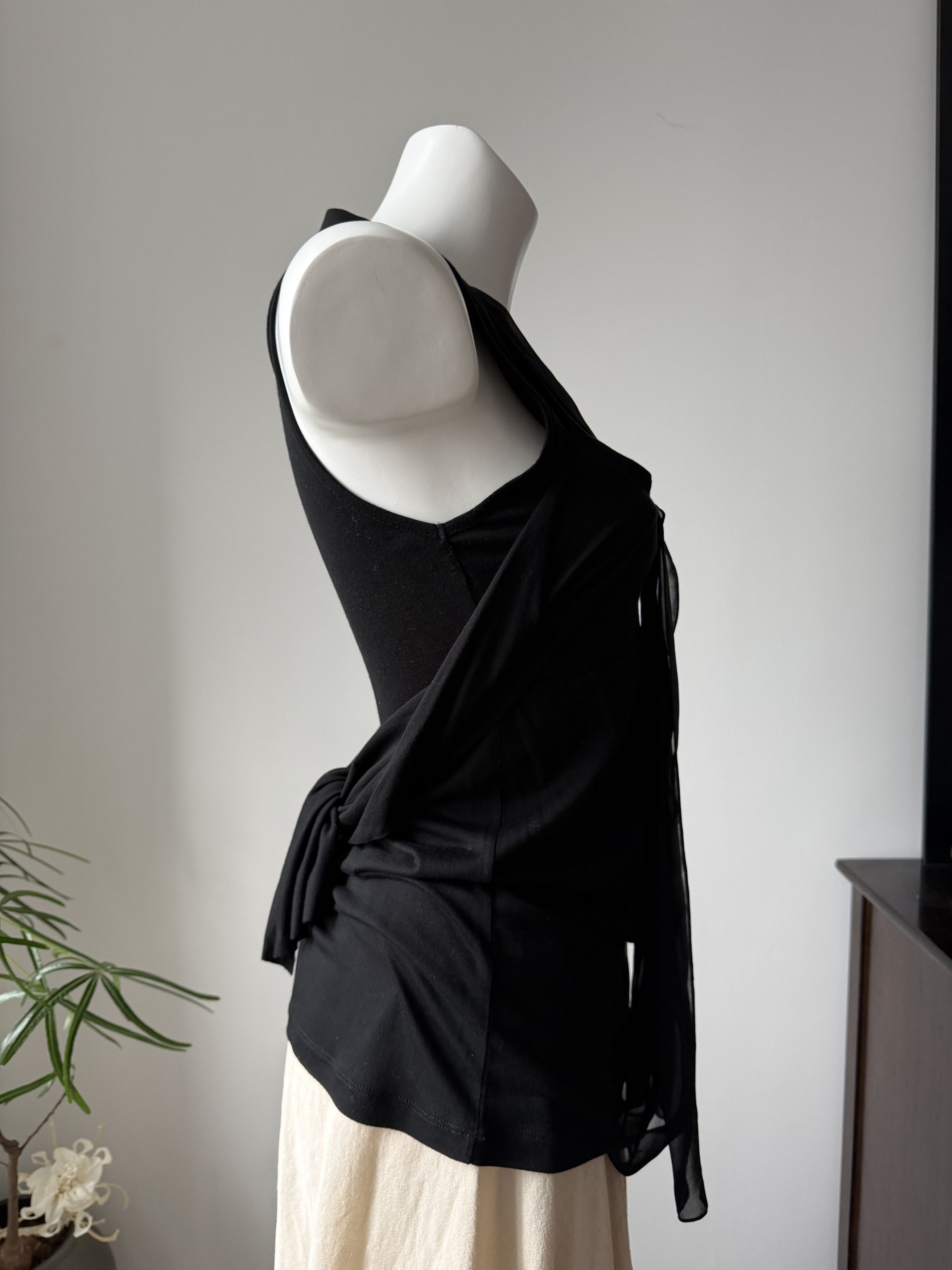 YITAI Black Irregular Strap Decor Stretch Vest Size M / US 6-8 / IT 42-44 - 7 Thumbnail