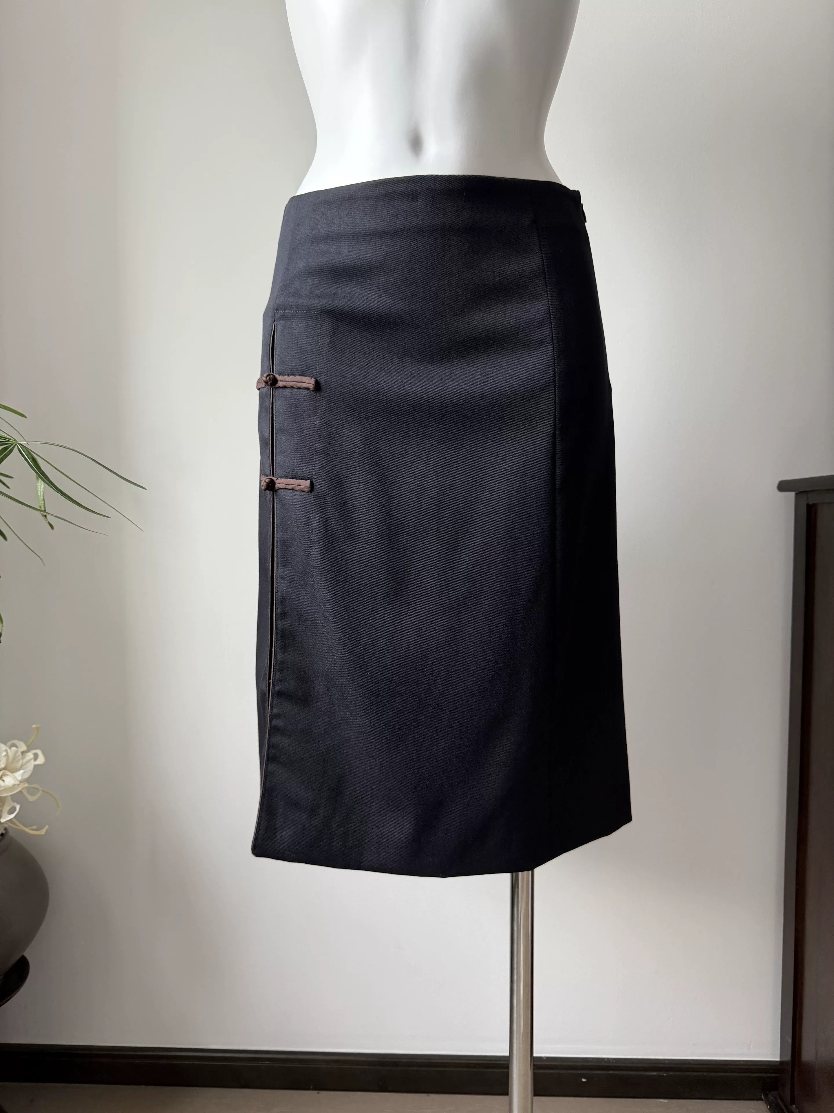 Alberta Ferretti Alberta Ferretti Blue-Black Wool Skirt Size 40" / US 18 - 2 Thumbnail