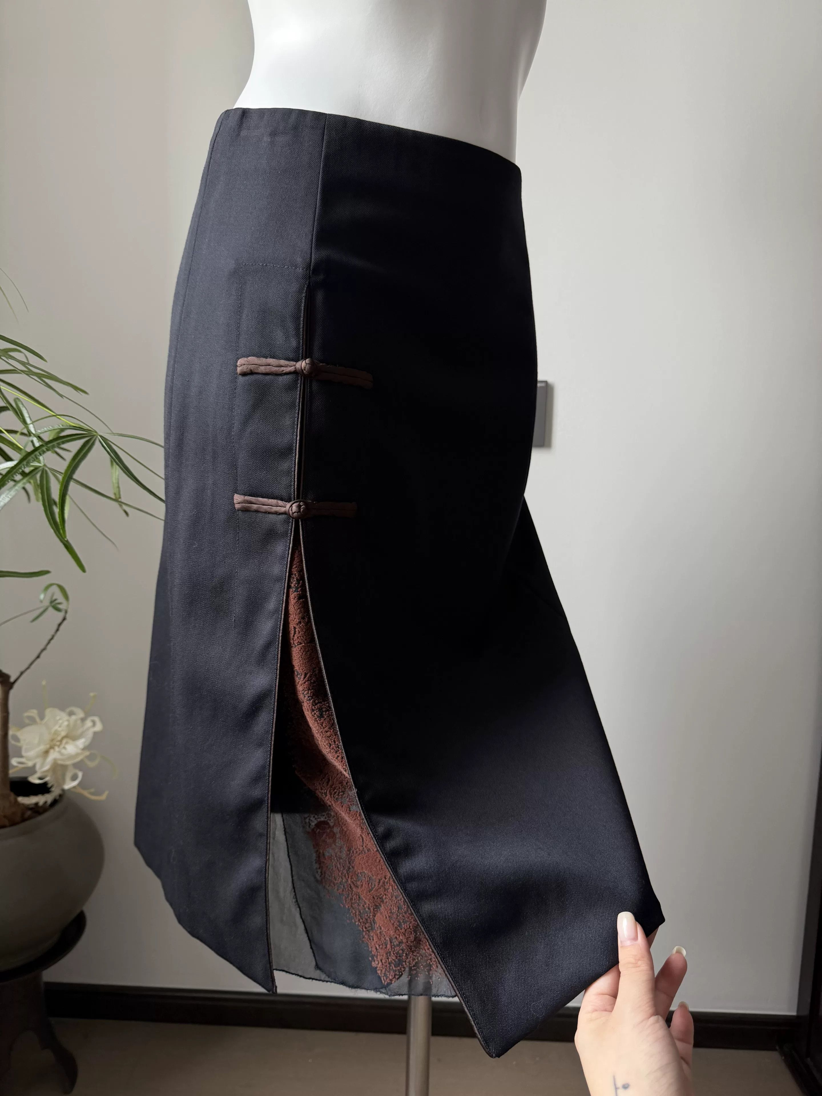 Alberta Ferretti Alberta Ferretti Blue-Black Wool Skirt Size 40" / US 18 - 6 Thumbnail