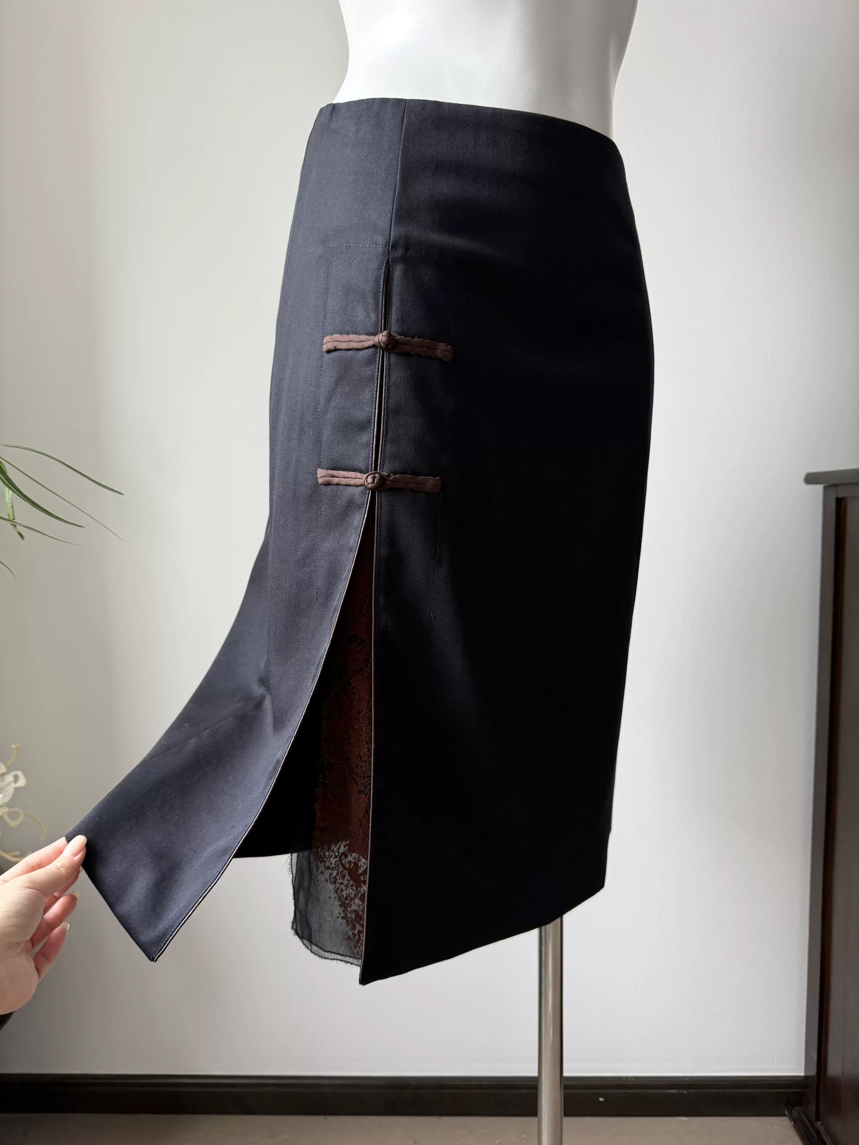 Alberta Ferretti Alberta Ferretti Blue-Black Wool Skirt Size 40" / US 18 - 3 Thumbnail