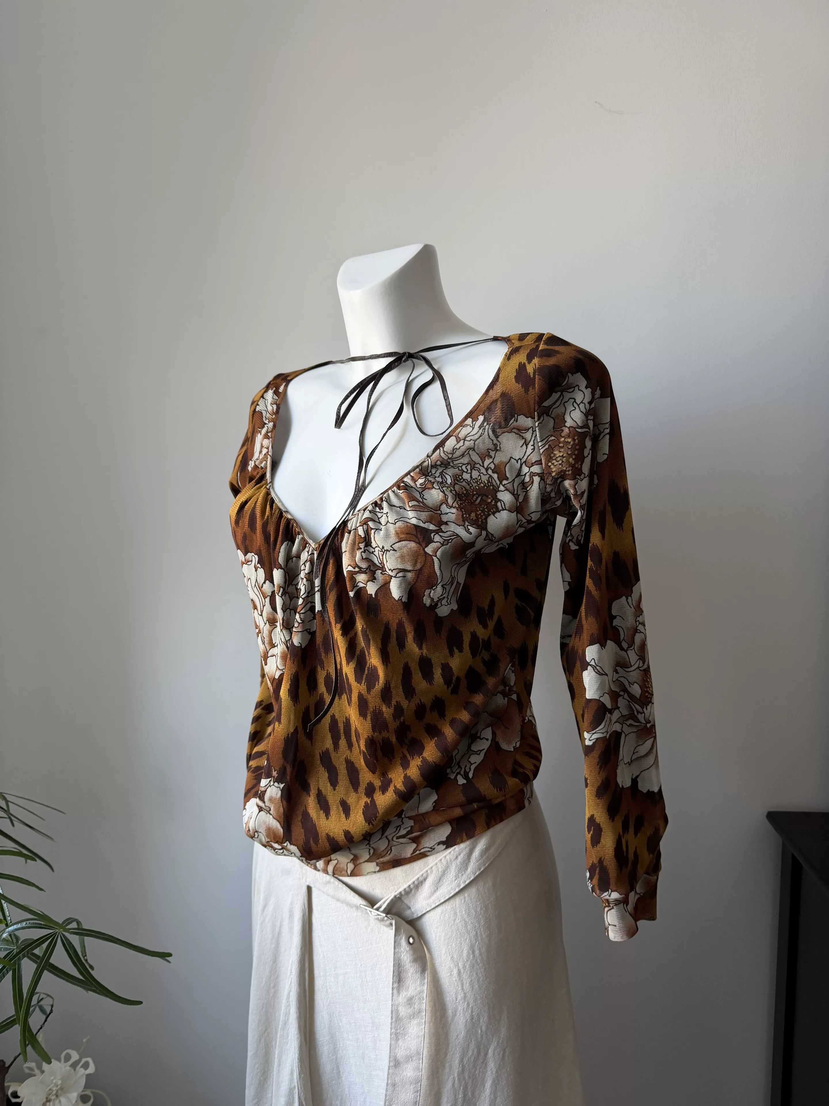 Vivienne Tam VIVIENNE TAM Leopard Peony Tie-Up Top Size XS / US 0-2 / IT 36-38 - 2 Thumbnail