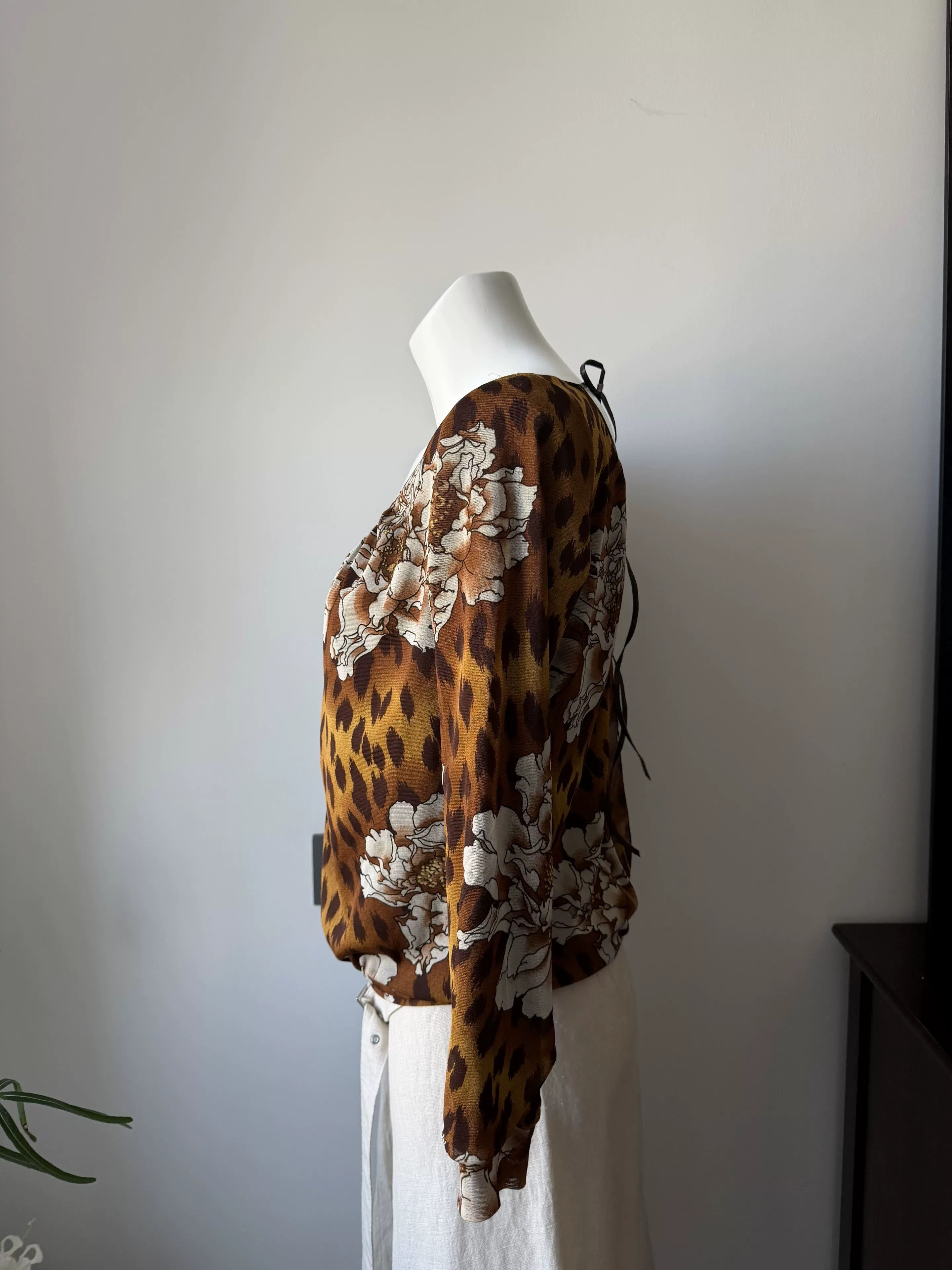 Vivienne Tam VIVIENNE TAM Leopard Peony Tie-Up Top Size XS / US 0-2 / IT 36-38 - 5 Thumbnail