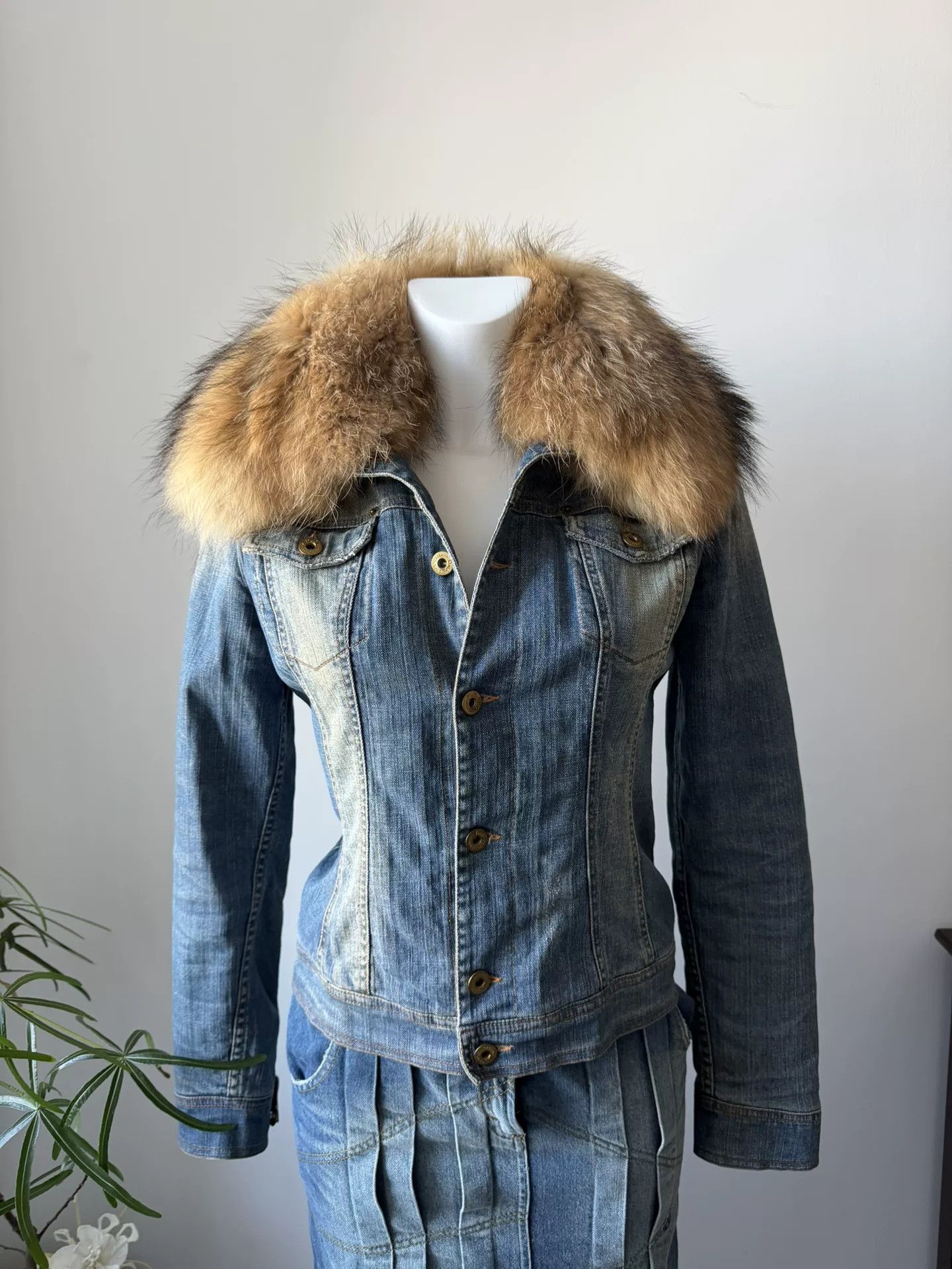 Dolce & Gabbana D&G Denim Jacket with Fur Collar Size M / US 6-8 / IT 42-44 - 2 Thumbnail