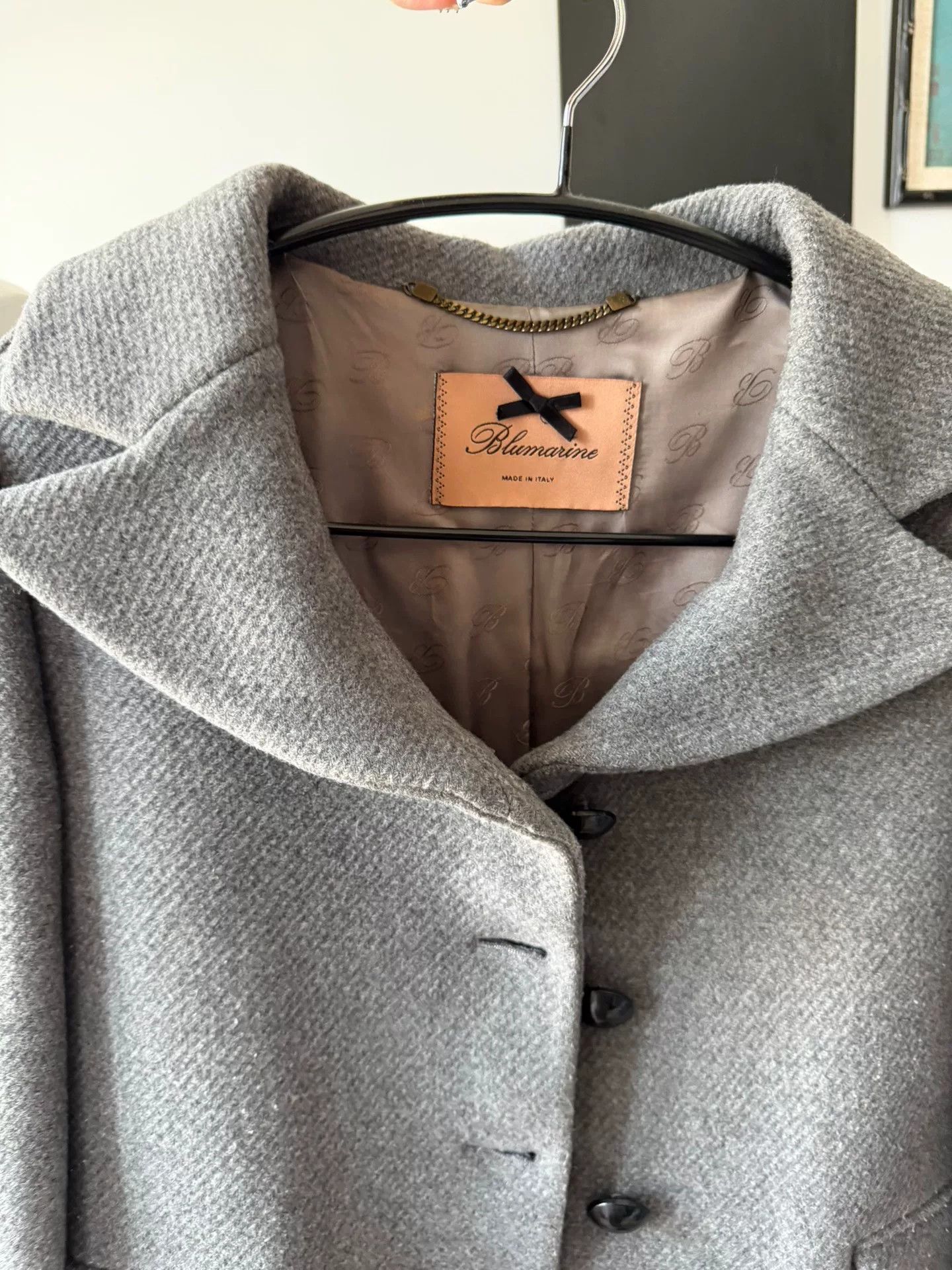Blumarine Blumarine Light Gray Twill Peter Pan Collar Coat Size M / US 6-8 / IT 42-44 - 8 Thumbnail