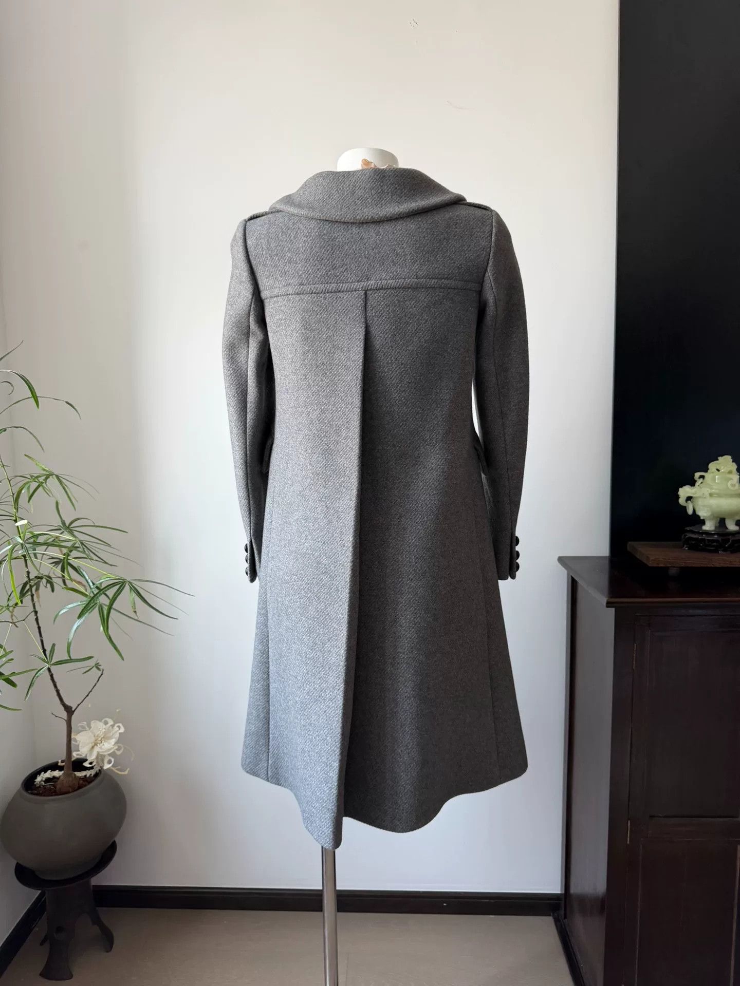 Blumarine Blumarine Light Gray Twill Peter Pan Collar Coat Size M / US 6-8 / IT 42-44 - 7 Thumbnail