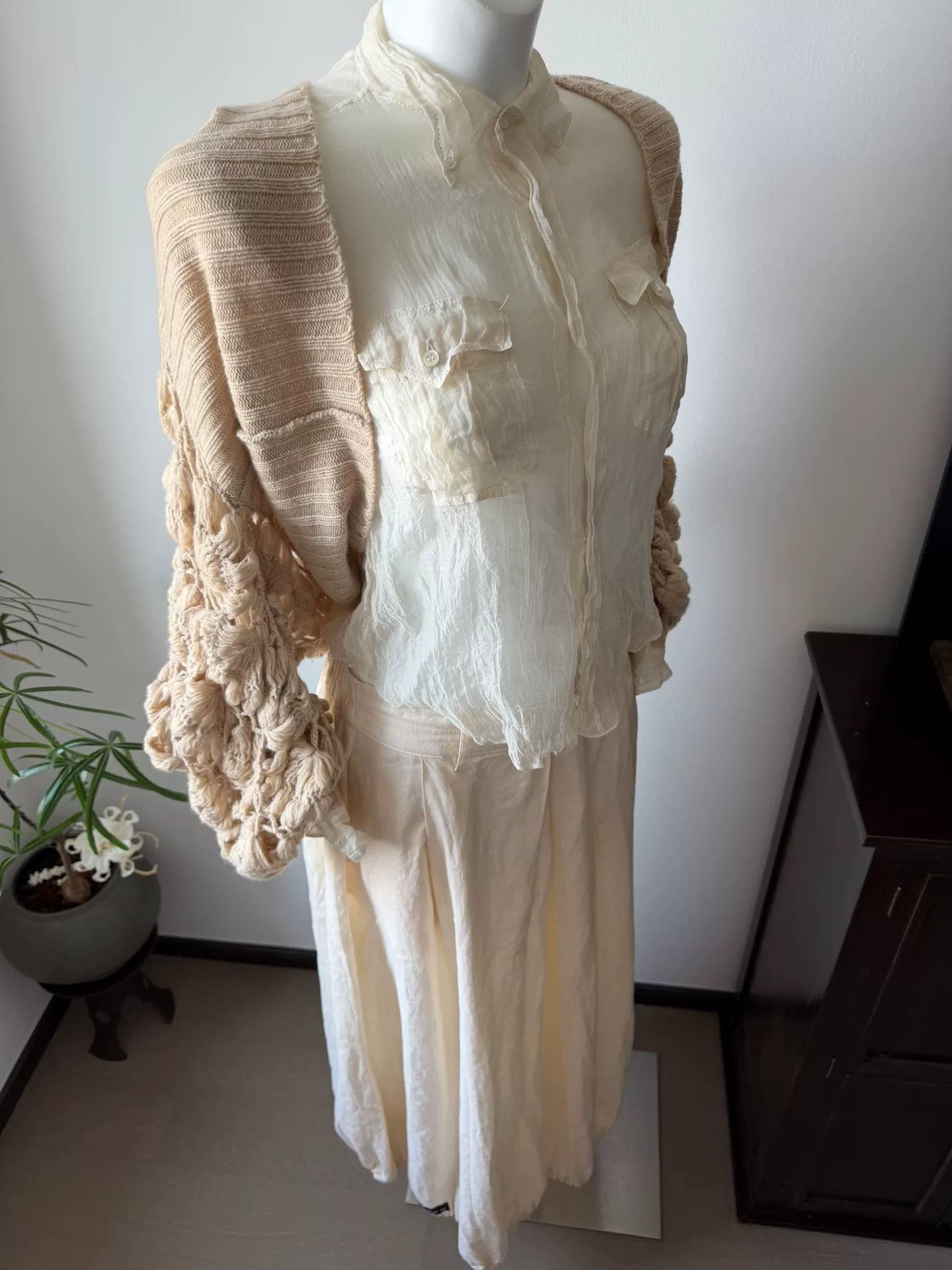 Sacai Sacai Mesh Shirt Knit Shawl Two-Piece Size M / US 6-8 / IT 42-44 - 6 Thumbnail