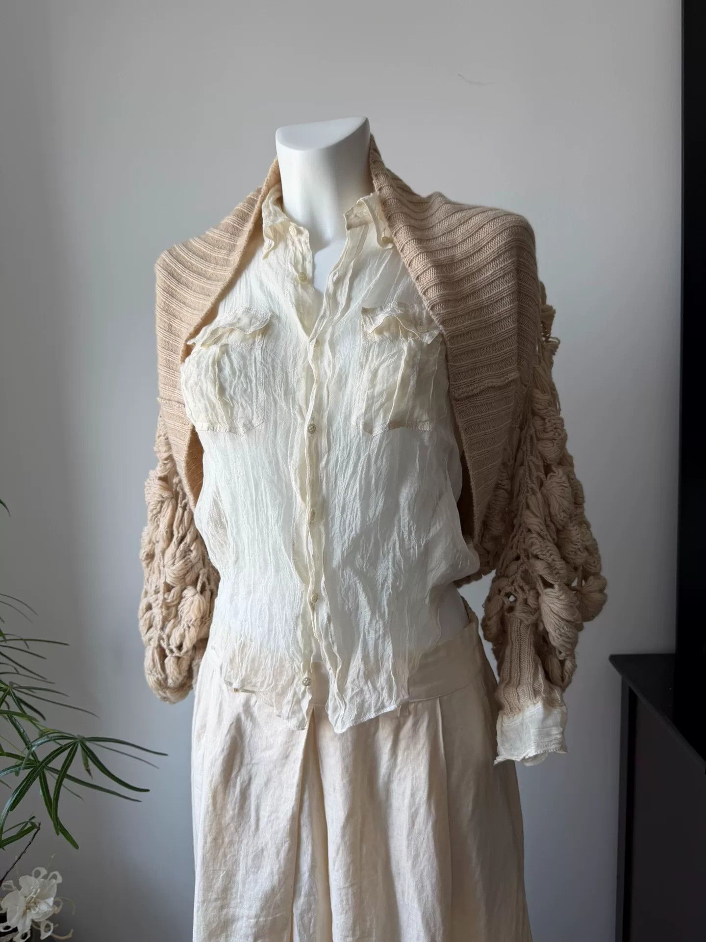Sacai Sacai Mesh Shirt Knit Shawl Two-Piece Size M / US 6-8 / IT 42-44 - 5 Thumbnail