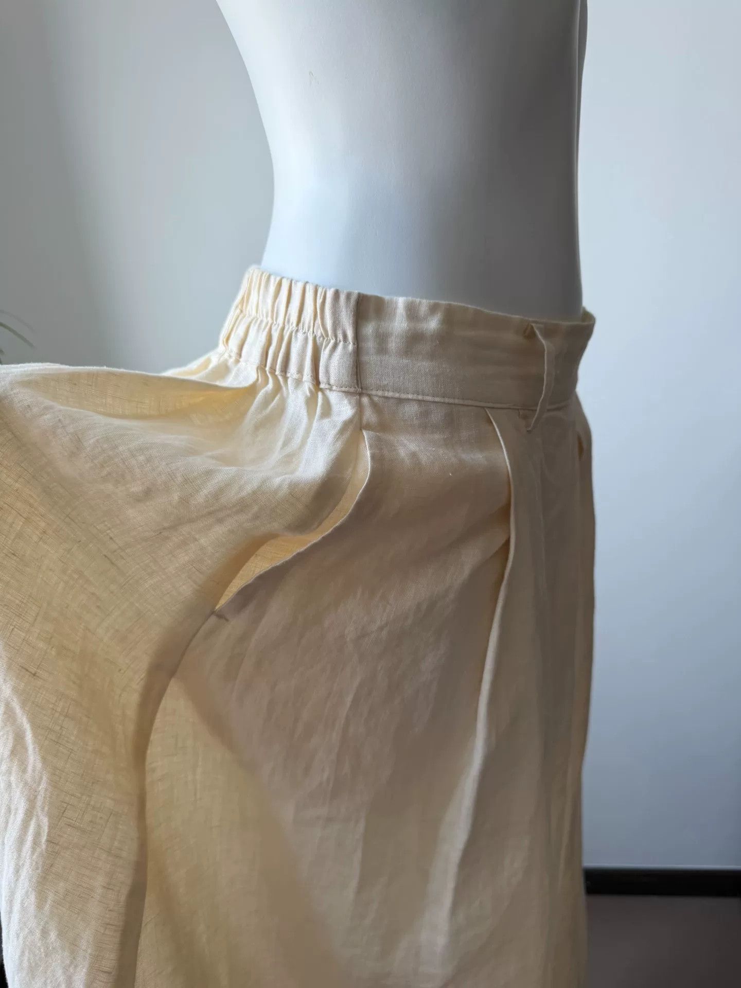 Morgan De Toi Beige Cotton-Linen Lantern Skirt Dress Size 35" - 6 Thumbnail