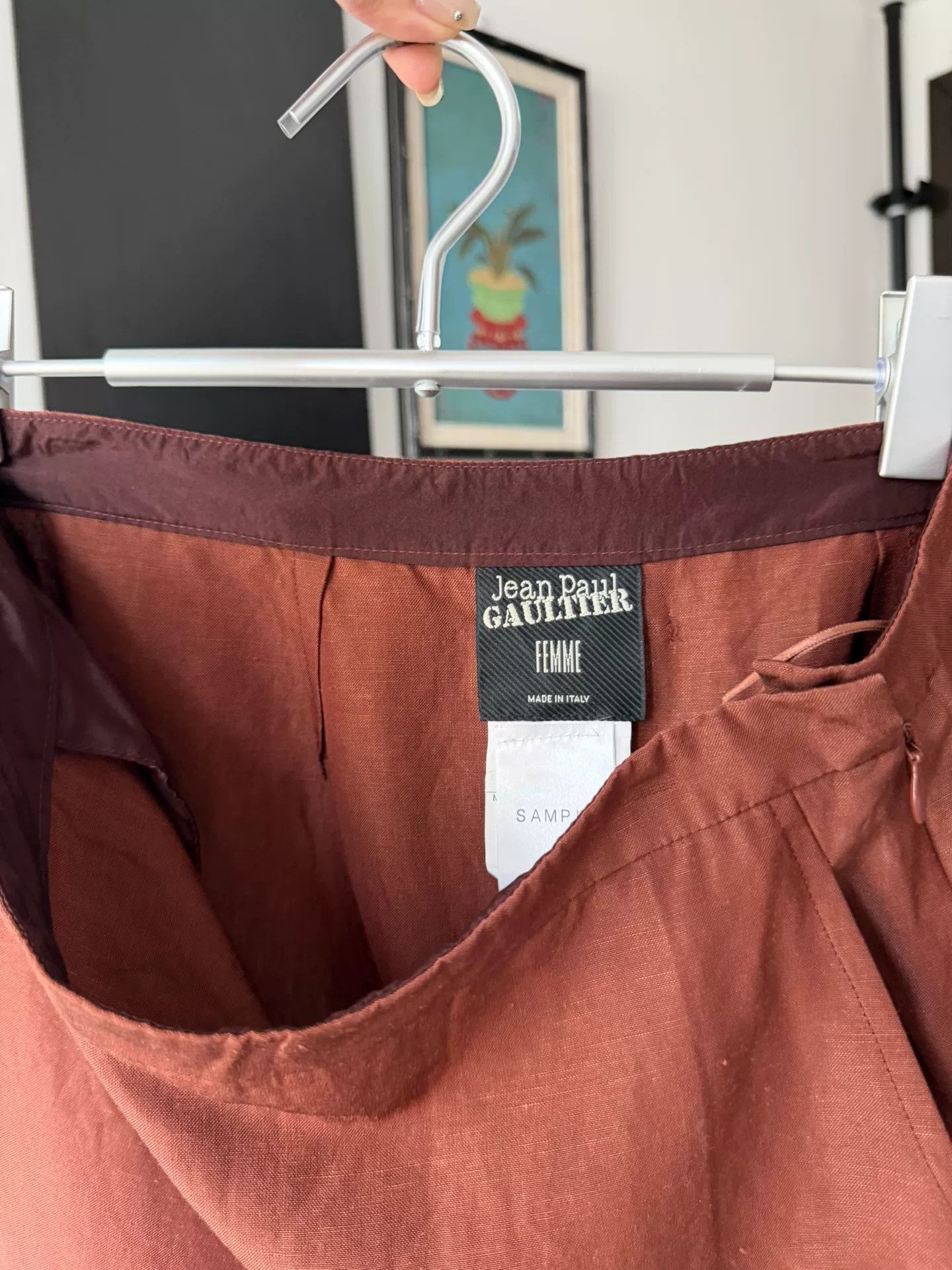 Jean Paul Gaultier Jean Paul Gaultier Rust Red Silk Pencil Skirt Size 29" - 8 Thumbnail