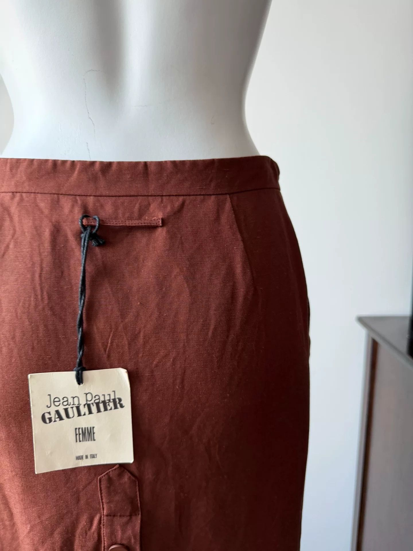 Jean Paul Gaultier Jean Paul Gaultier Rust Red Silk Pencil Skirt Size 29" - 7 Thumbnail