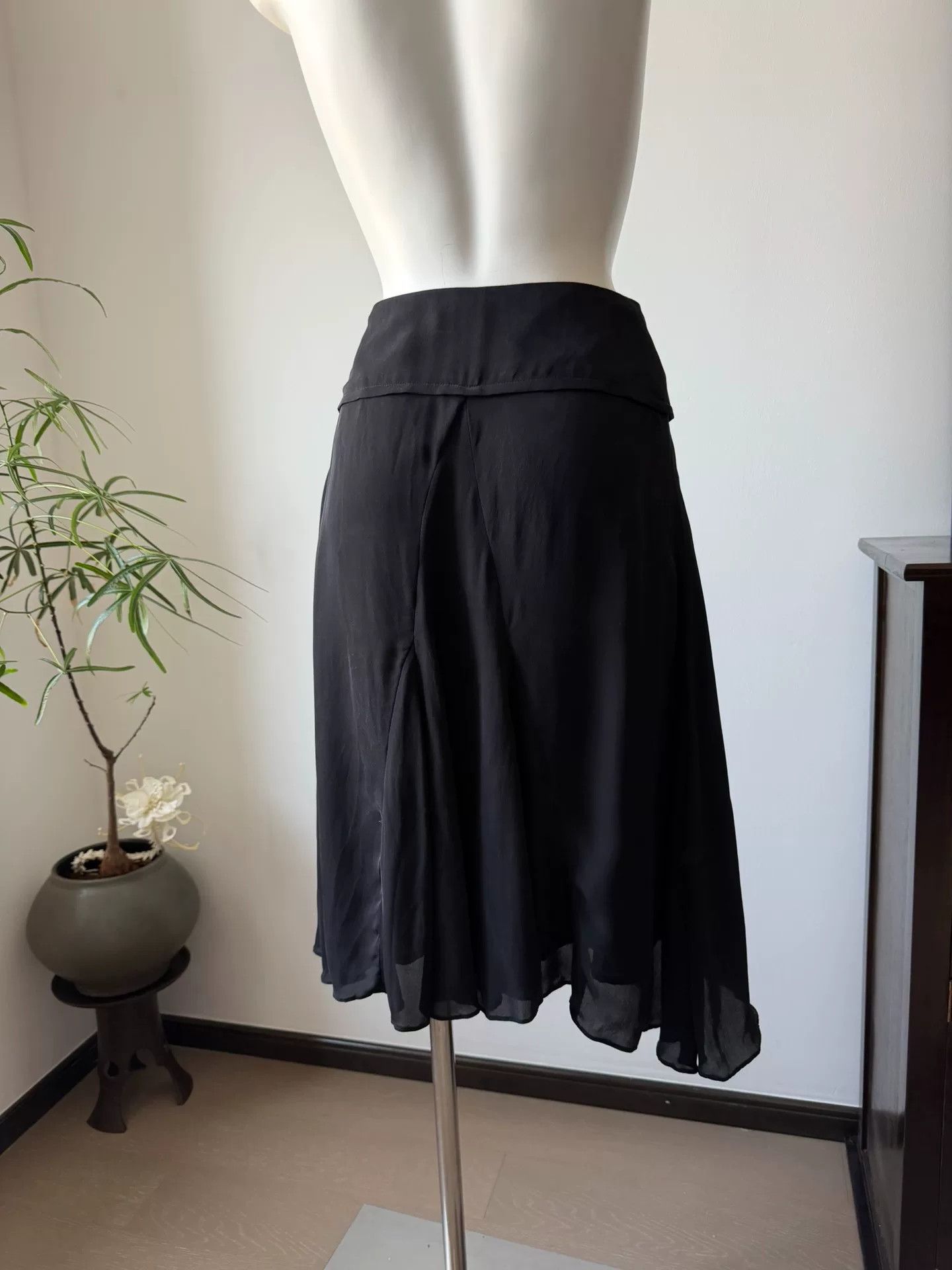 Kenzo KENZO Black Silk Pencil Flare Skirt Size 40" / US 18 - 6 Thumbnail