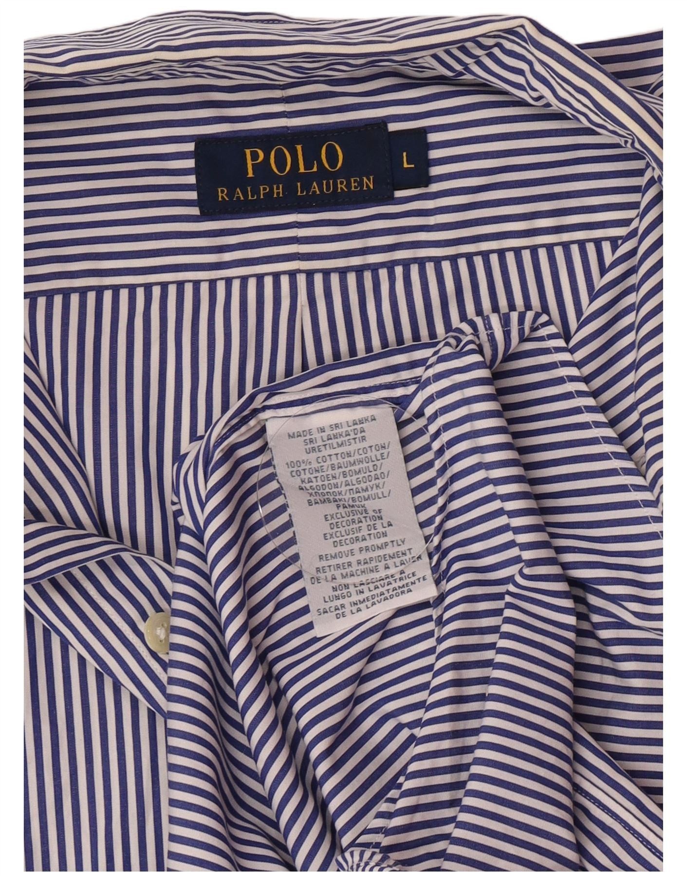 Polo Ralph Lauren Mens Shirt Large Blue Pinstripe Cotton Size US L / EU 52-54 / 3 - 3 Thumbnail
