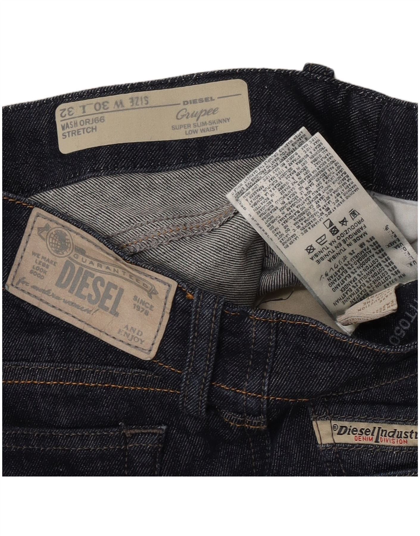 Diesel Womens Grupee Low Waist Super Slim Skinny Jeans W30 L25 Navy Size 24" / US 00 / IT 34 - 3 Thumbnail
