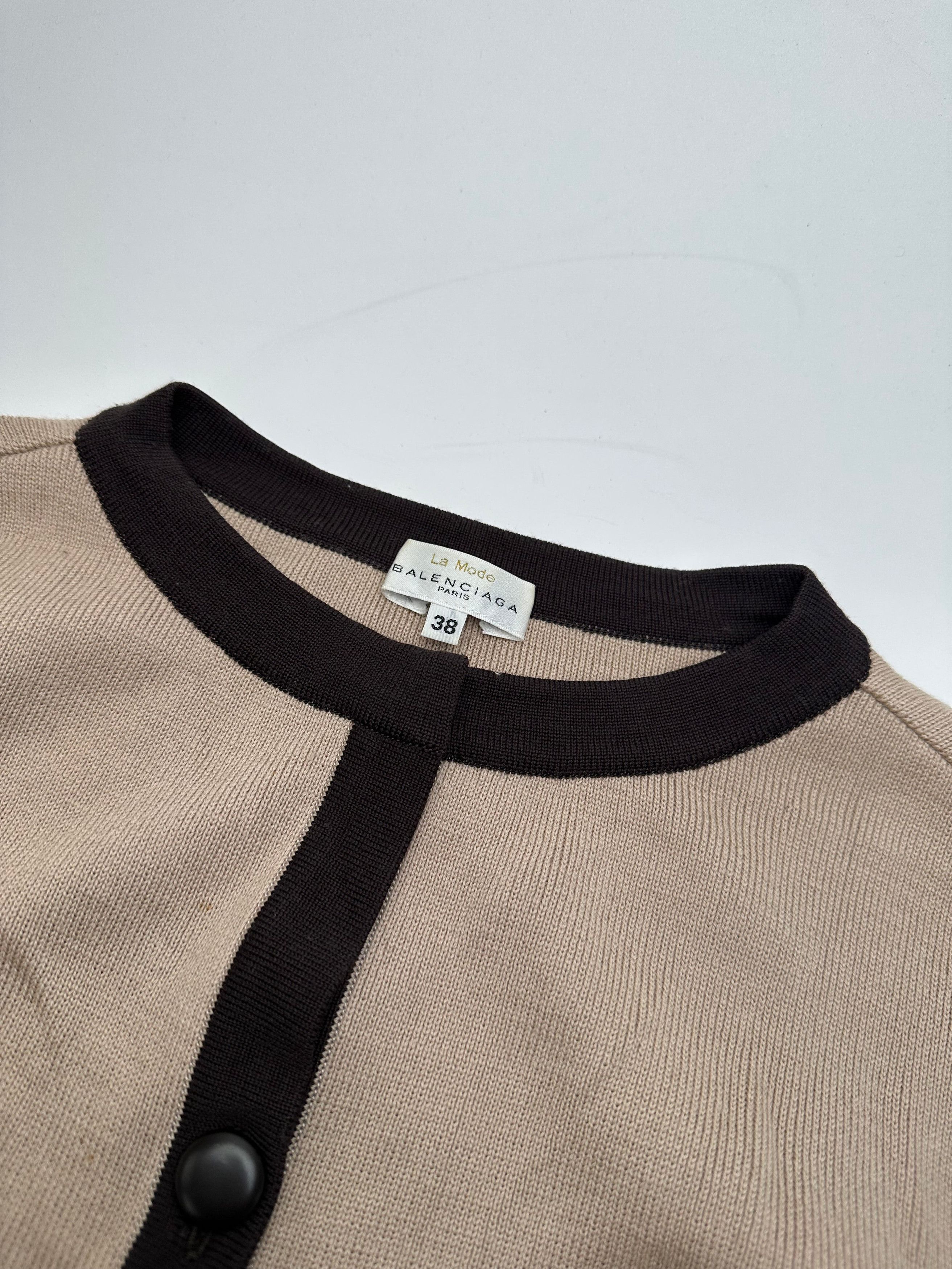 Balenciaga Vintage Wool Dress / Short Coat Black Brown-Beige M Size S / US 4 / IT 40 - 7 Thumbnail