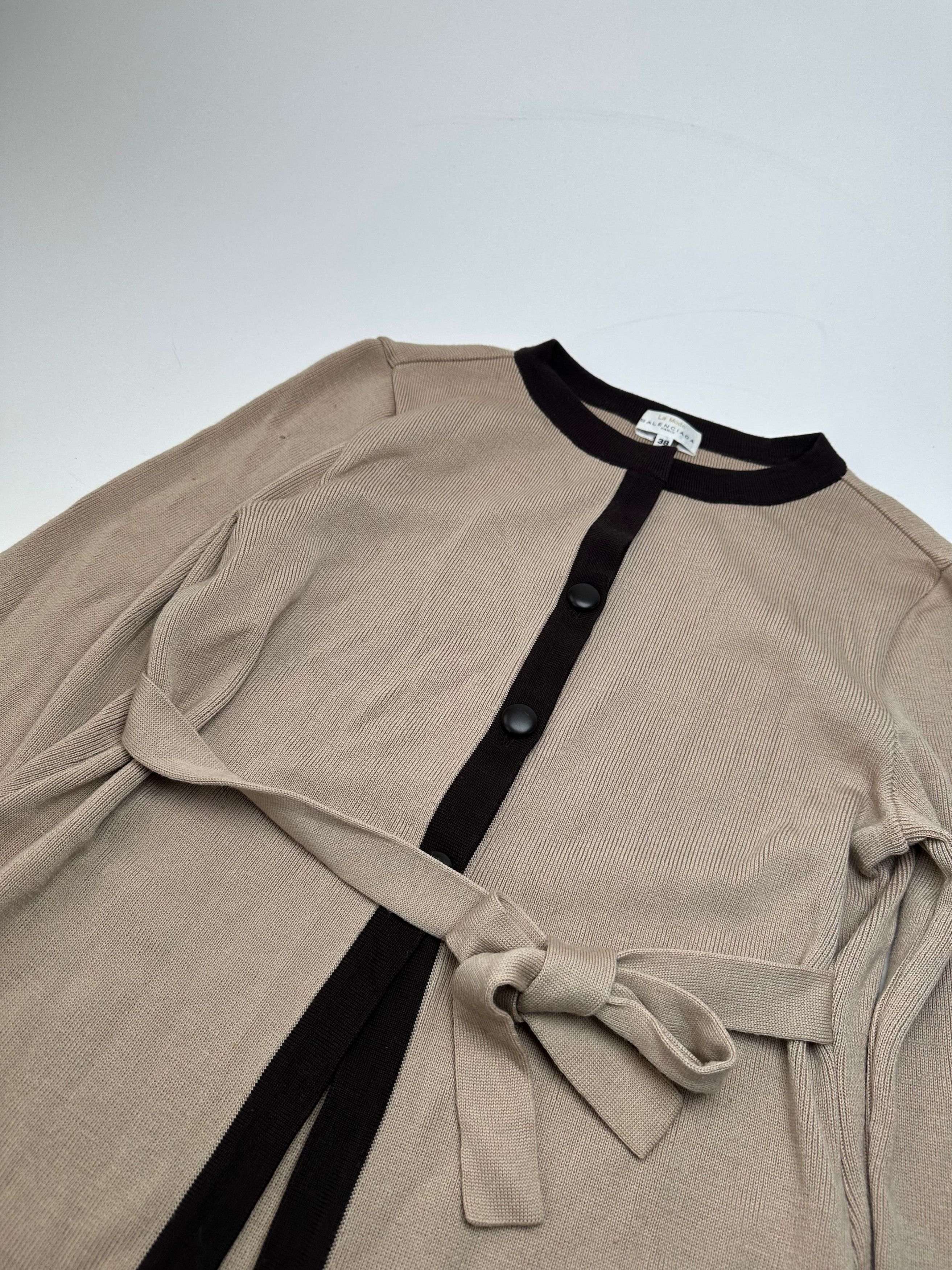 Balenciaga Vintage Wool Dress / Short Coat Black Brown-Beige M Size S / US 4 / IT 40 - 5 Thumbnail