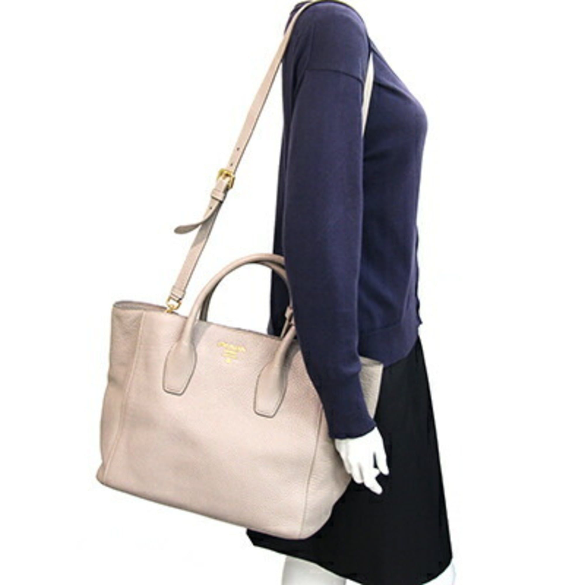 Prada Prada handbag BN2694 Light Greige Leather Shoulder Bag Tote for Women PRADA Size ONE SIZE - 9 Thumbnail