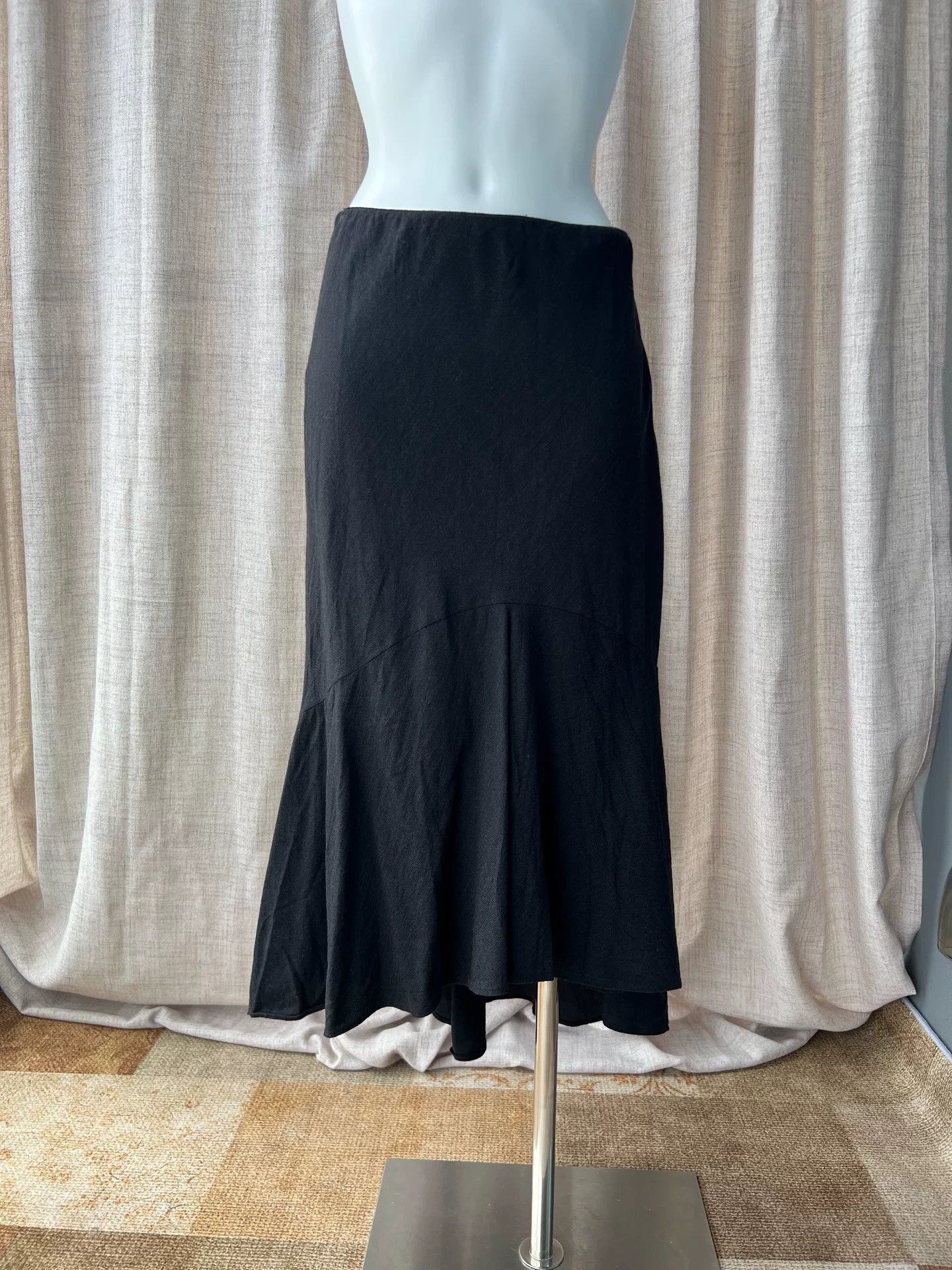 Ralph Lauren RALPH LAUREN Black Wool Fishtail Skirt Size 38" / US 16 / IT 52 - 2 Thumbnail