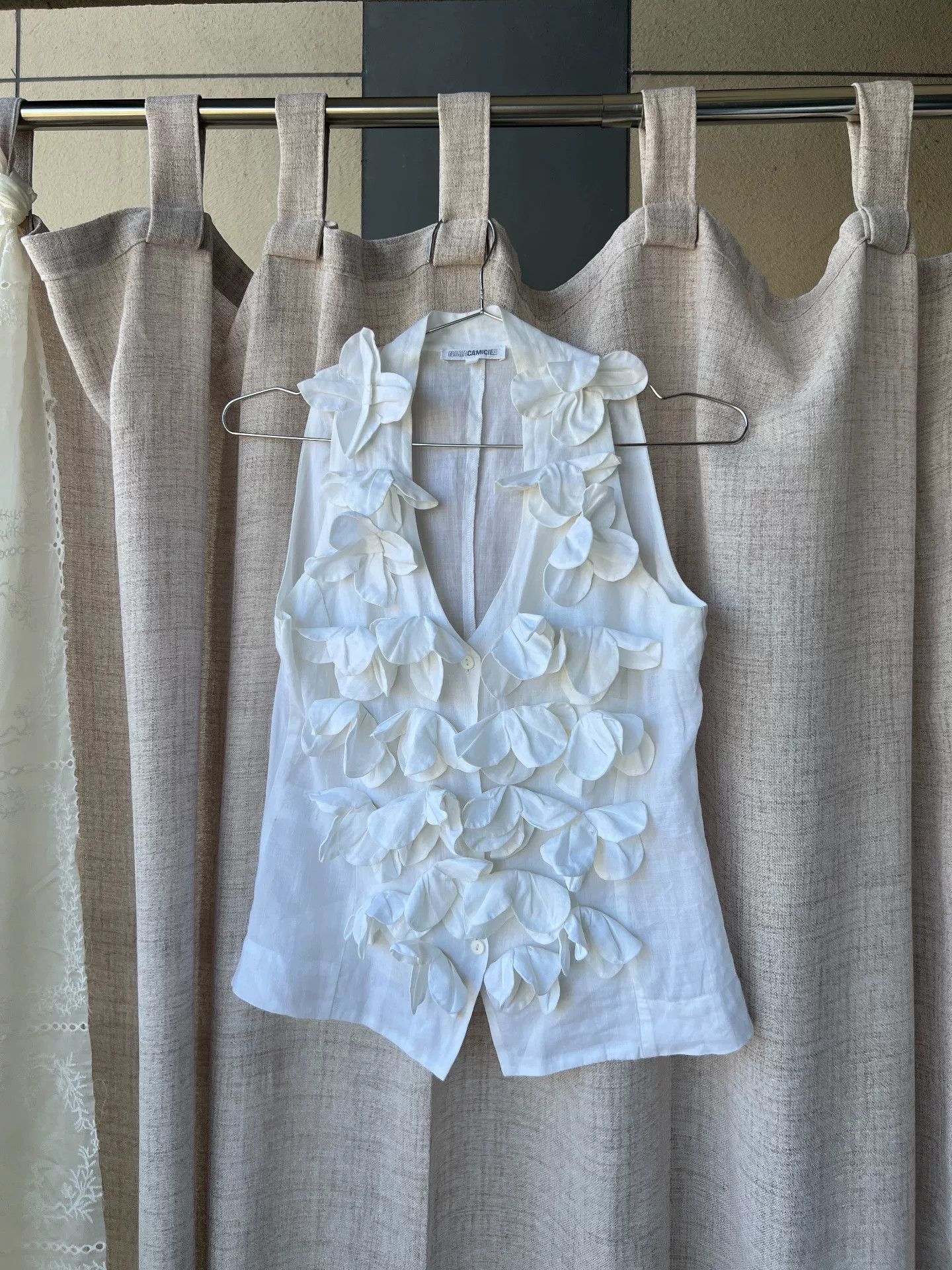 IENKI IENKI NARACAMICIE White 3D Floral Linen Vest Size XS / US 0-2 / IT 36-38 - 6 Thumbnail