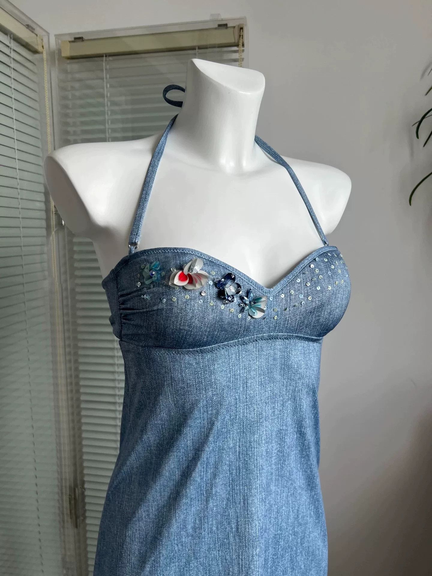 Blumarine Blumarine Denim Blue Backless Halter Beach Dress Size S / US 4 / IT 40 - 5 Thumbnail