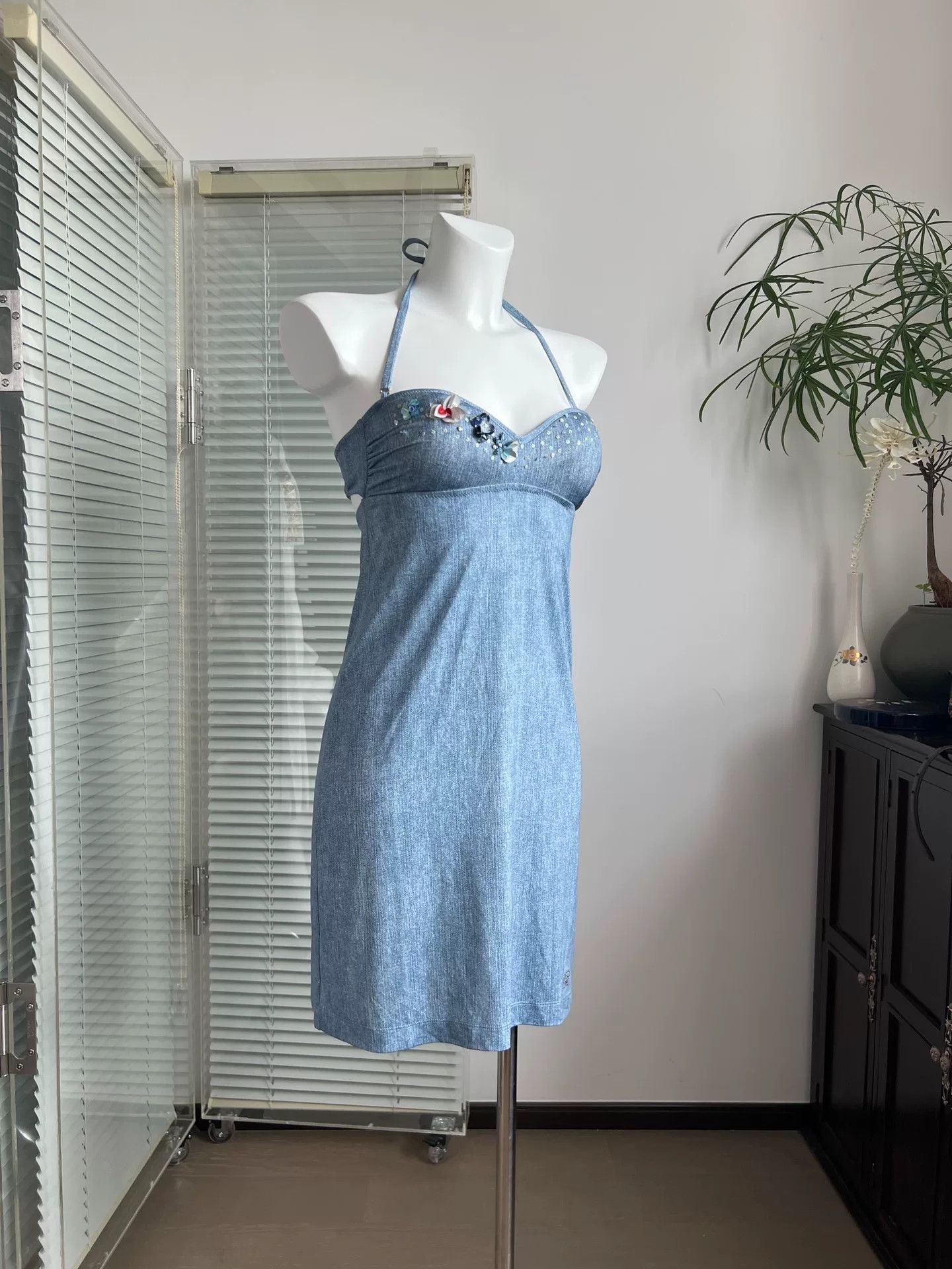 Blumarine Blumarine Denim Blue Backless Halter Beach Dress Size S / US 4 / IT 40 - 3 Thumbnail