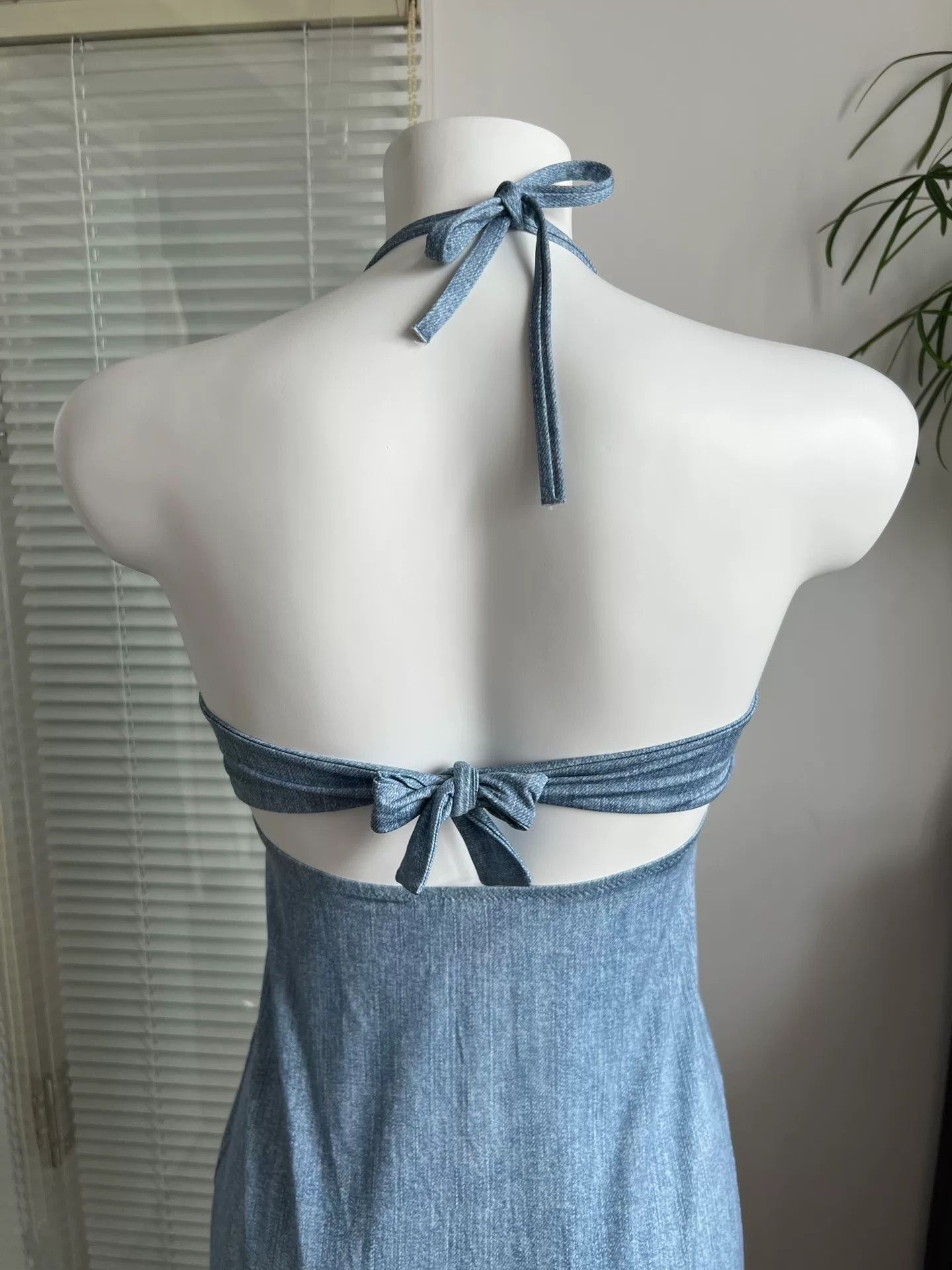 Blumarine Blumarine Denim Blue Backless Halter Beach Dress Size S / US 4 / IT 40 - 6 Thumbnail