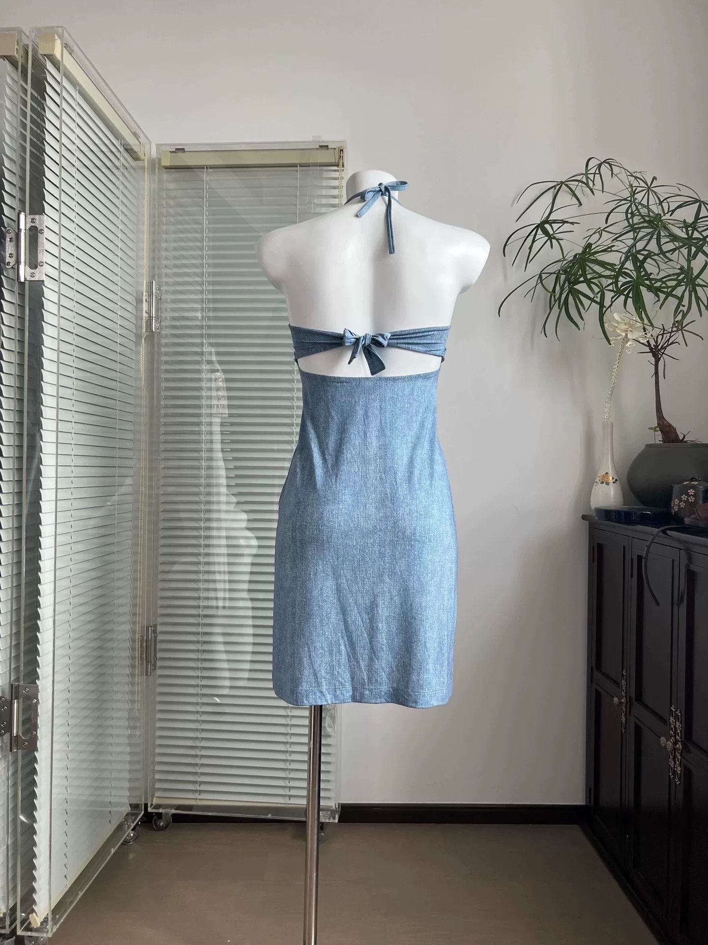 Blumarine Blumarine Denim Blue Backless Halter Beach Dress Size S / US 4 / IT 40 - 4 Thumbnail