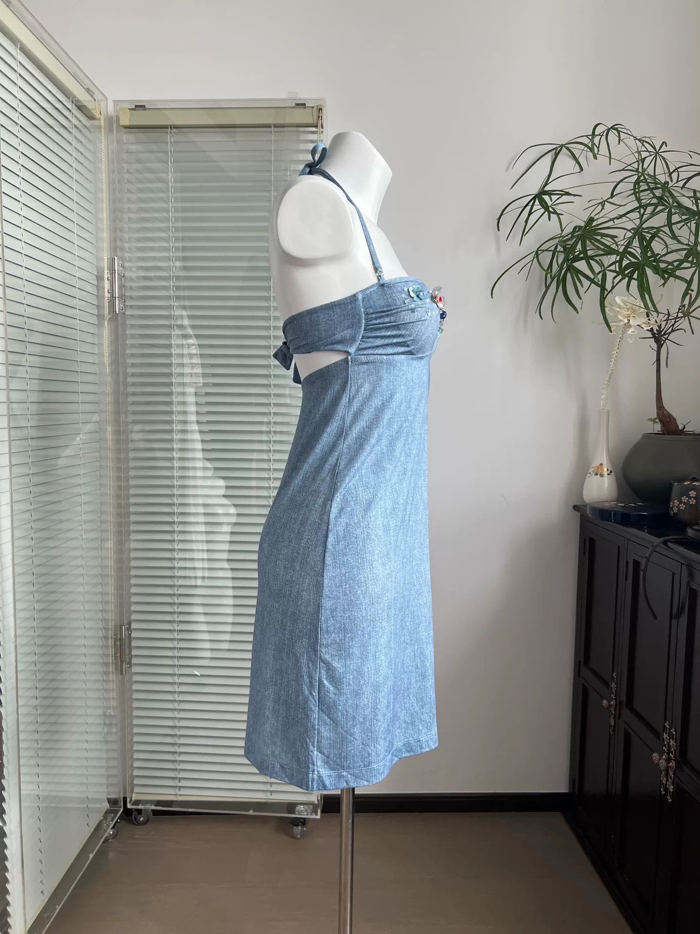 Blumarine Blumarine Denim Blue Backless Halter Beach Dress Size S / US 4 / IT 40 - 2 Thumbnail