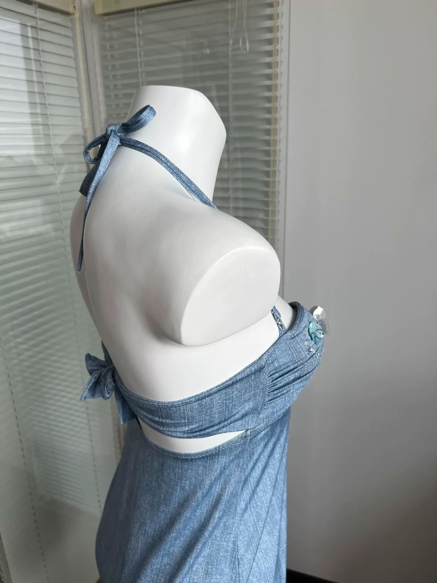 Blumarine Blumarine Denim Blue Backless Halter Beach Dress Size S / US 4 / IT 40 - 7 Thumbnail