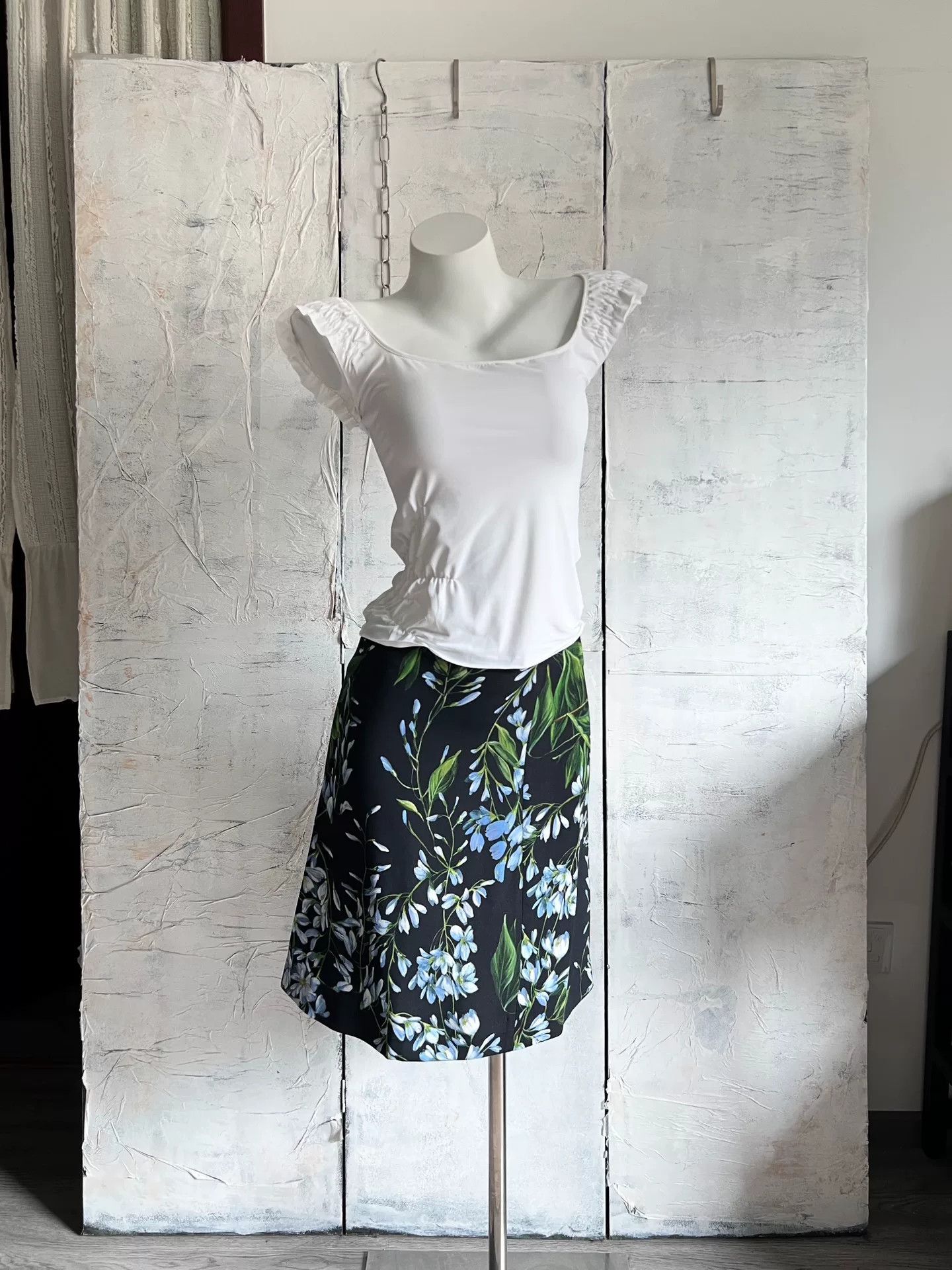 Blumarine Blumarine Blue Floral Pencil Skirt Size 42" / US 20 - 5 Thumbnail