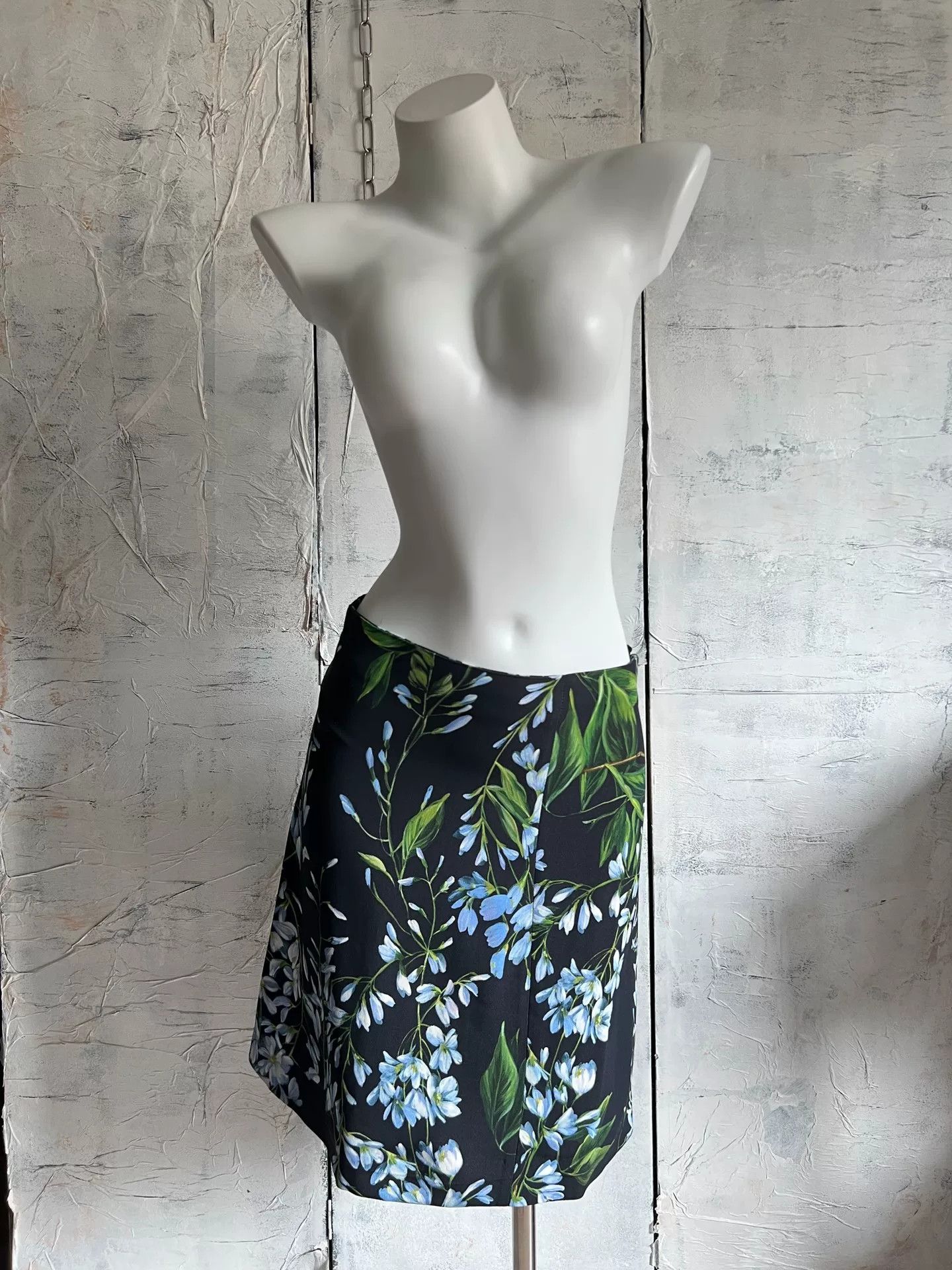 Blumarine Blumarine Blue Floral Pencil Skirt Size 42" / US 20 - 6 Thumbnail