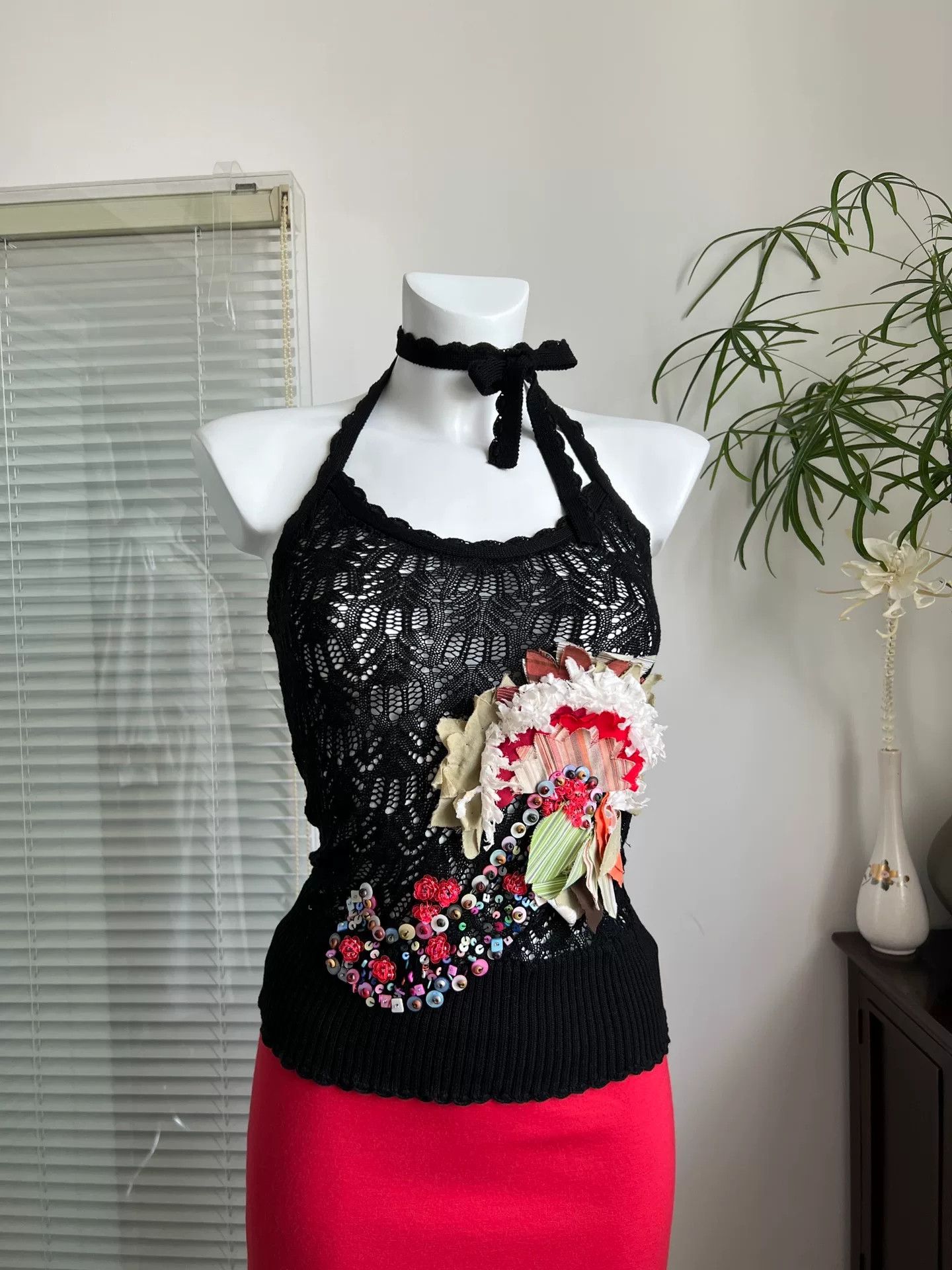 Kenzo KENZO Xiaoba Knit Beaded Halter Top Size M / US 6-8 / IT 42-44 - 5 Thumbnail