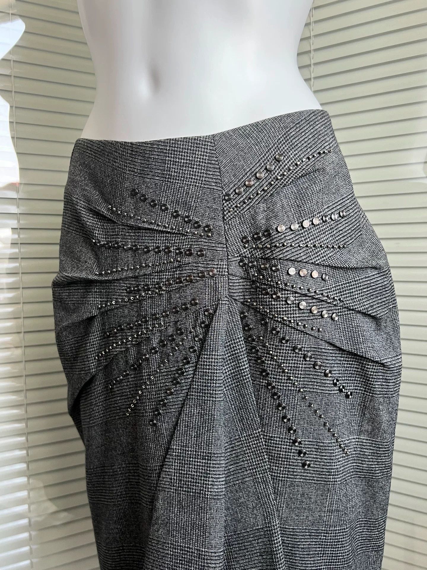 Max Mara Max Mara Gray Houndstooth Pleated Skirt Size 40" / US 18 - 7 Thumbnail