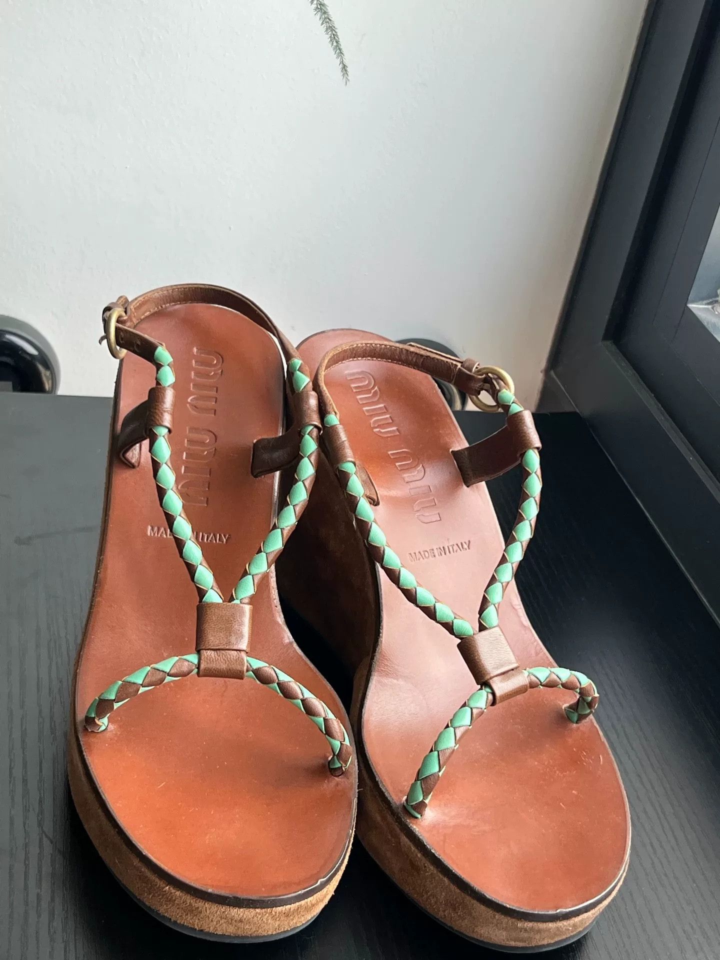 Miu Miu Miumiu Woven Platform High-Heel Sandals Size US 5 / IT 35 - 8 Thumbnail