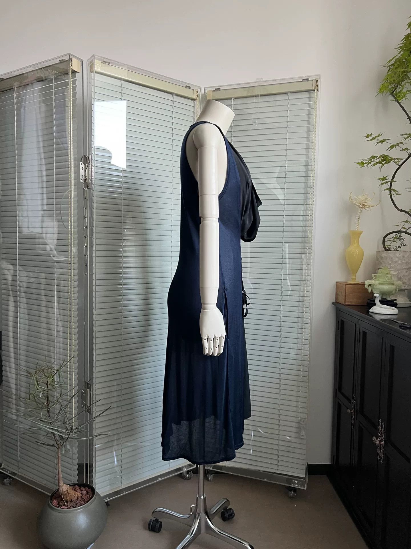 Limi Feu LIMIfeu Draped Neck Spliced Tie Strap Knit Dress Size S / US 4 / IT 40 - 3 Thumbnail