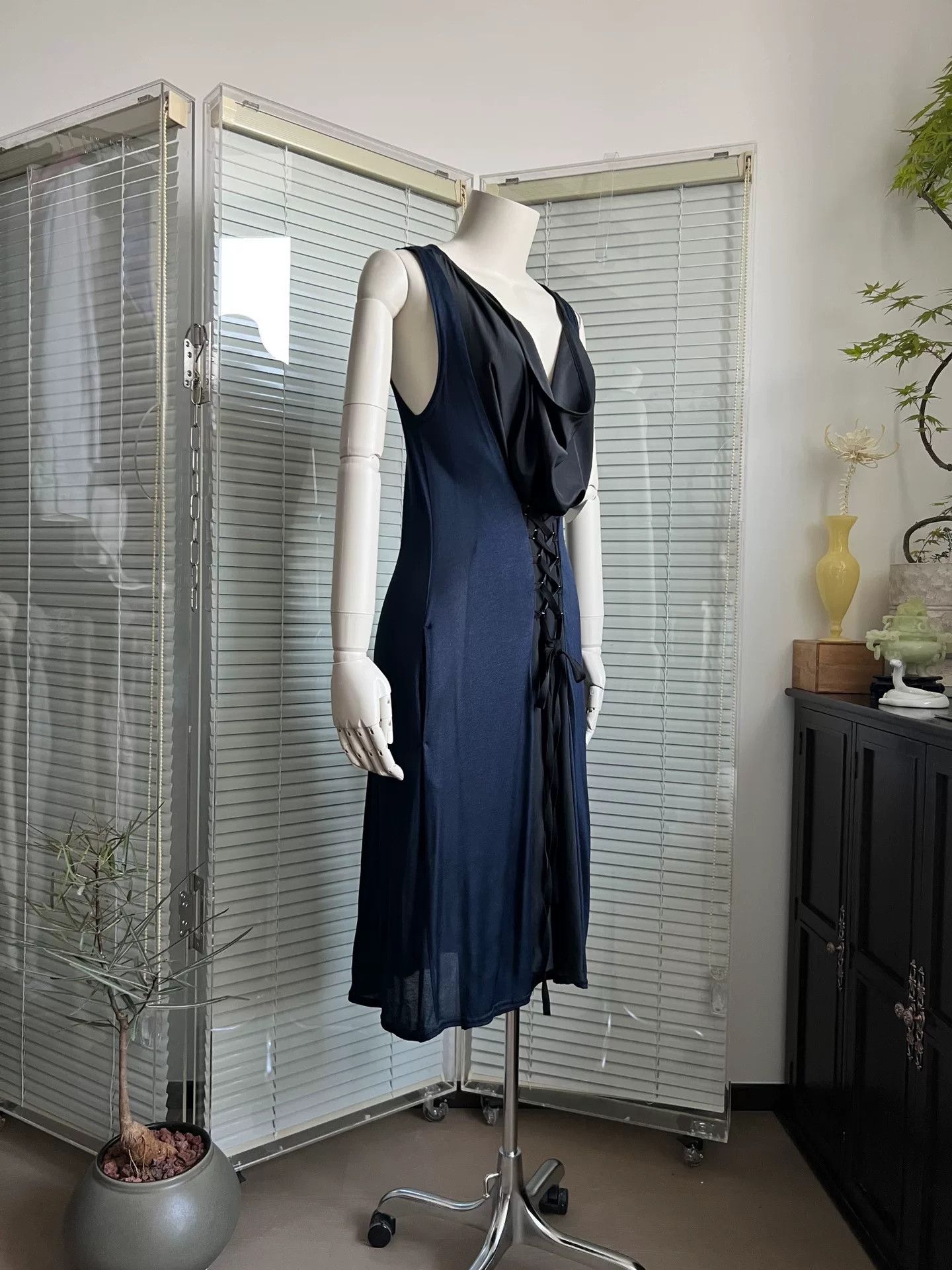 Limi Feu LIMIfeu Draped Neck Spliced Tie Strap Knit Dress Size S / US 4 / IT 40 - 2 Thumbnail