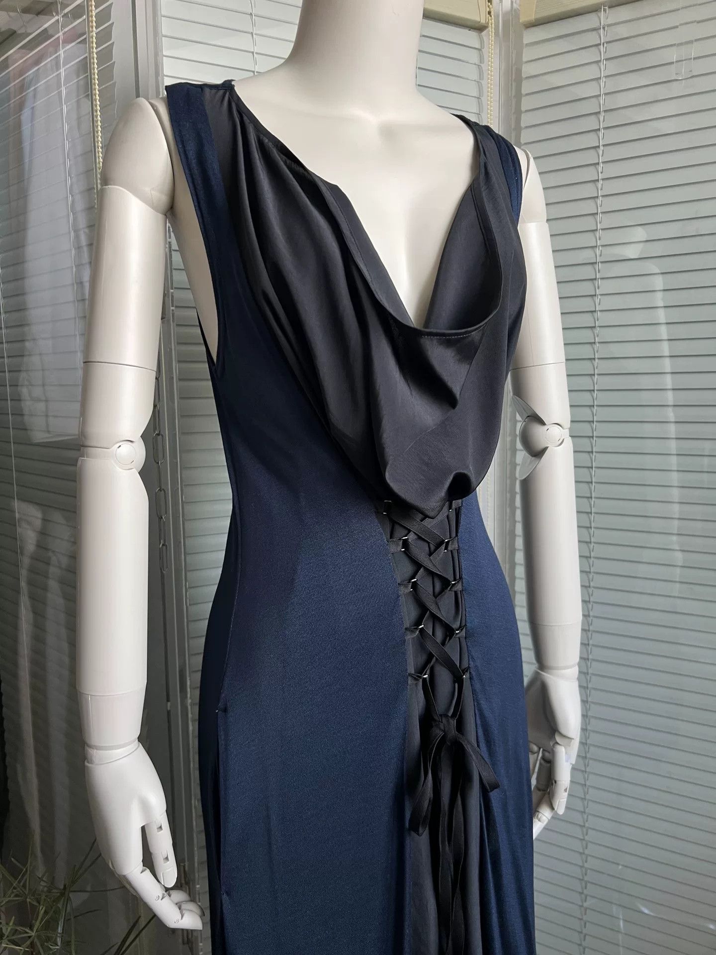 Limi Feu LIMIfeu Draped Neck Spliced Tie Strap Knit Dress Size S / US 4 / IT 40 - 5 Thumbnail