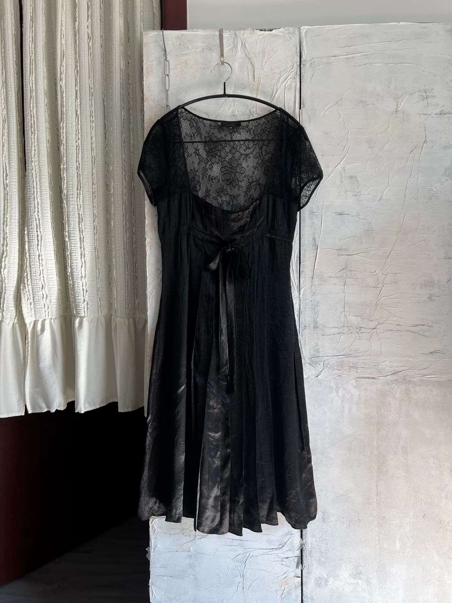 Adolfo Dominguez Low-Cut Square Neck Lace Black Dress Size S / US 4 / IT 40 - 7 Thumbnail