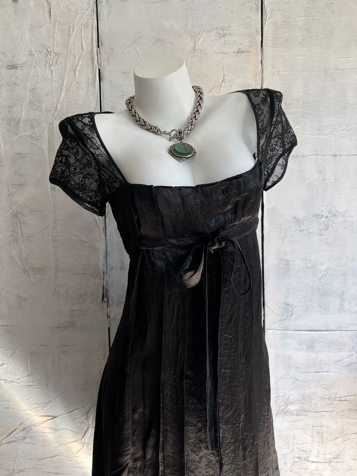 Adolfo Dominguez Low-Cut Square Neck Lace Black Dress Size S / US 4 / IT 40 - 2 Thumbnail