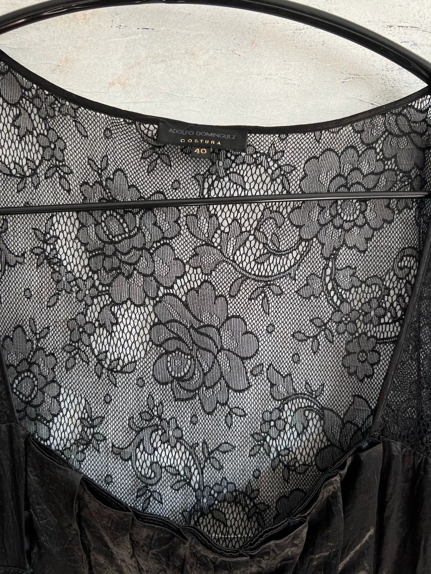 Adolfo Dominguez Low-Cut Square Neck Lace Black Dress Size S / US 4 / IT 40 - 8 Thumbnail
